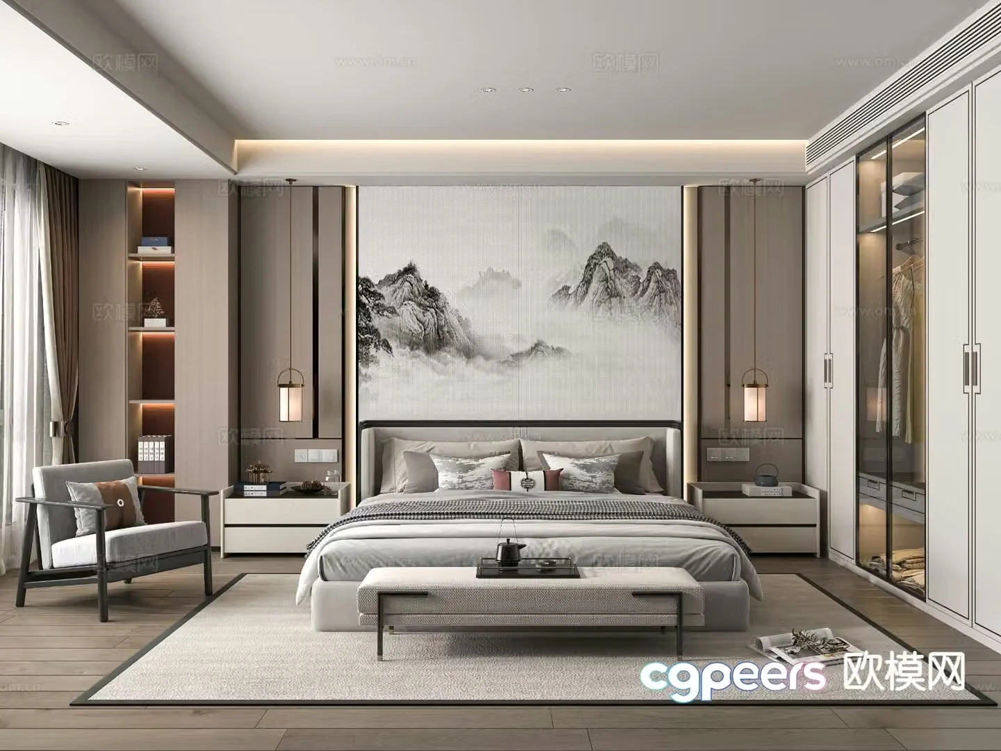 New Chinese style bedroom master bedroom 3d model
