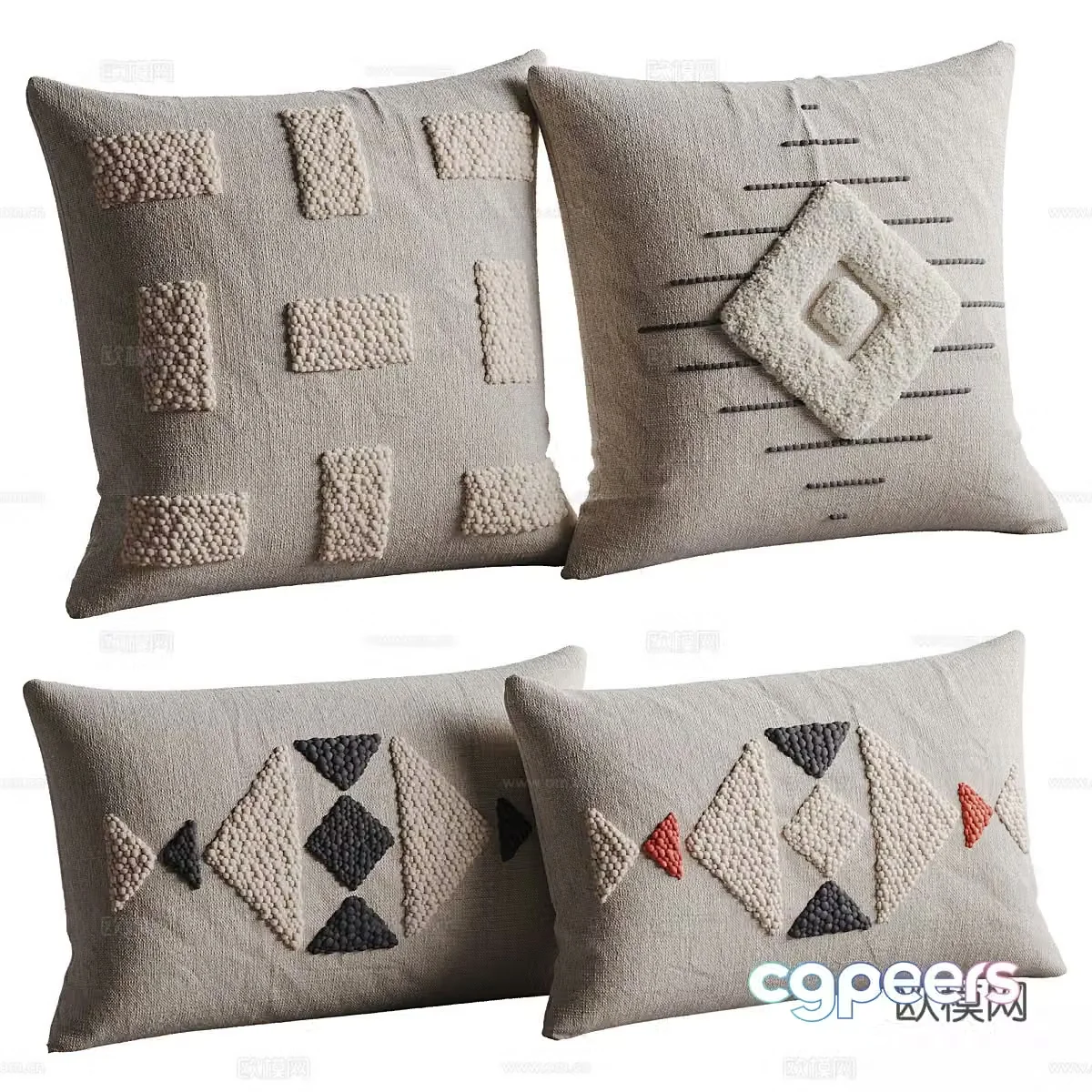 New Chinese style pillow 3D model