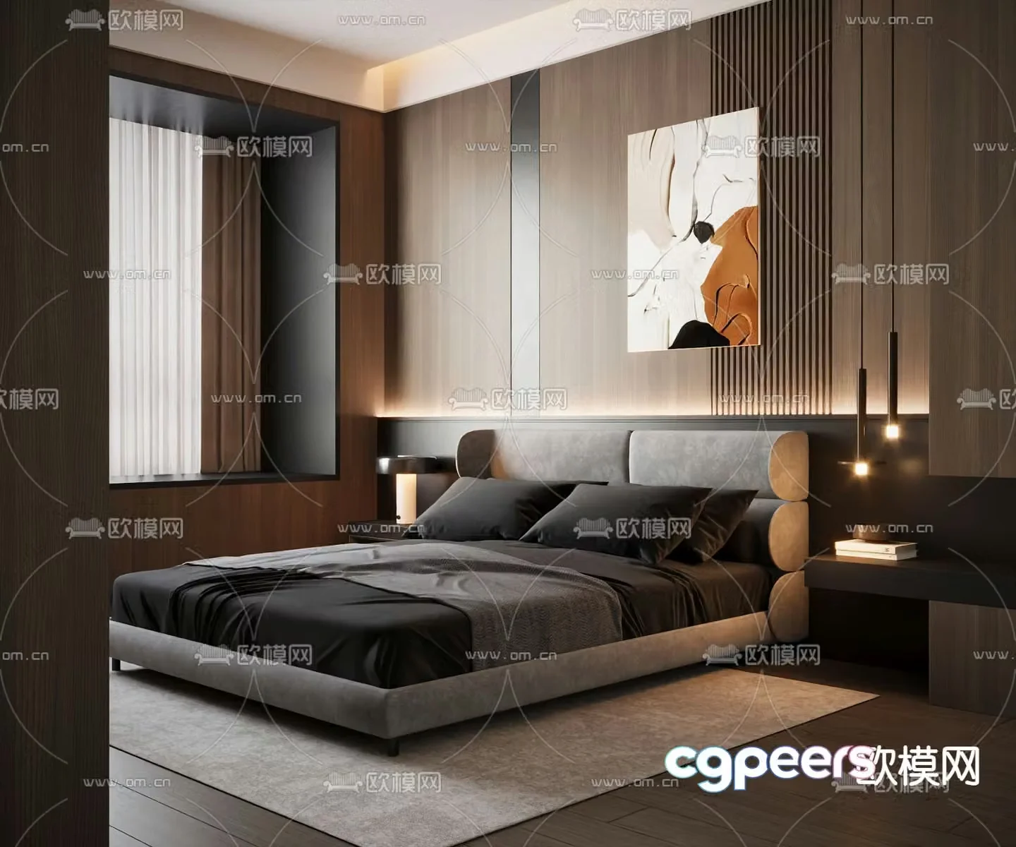 Italian double bed 3d model
