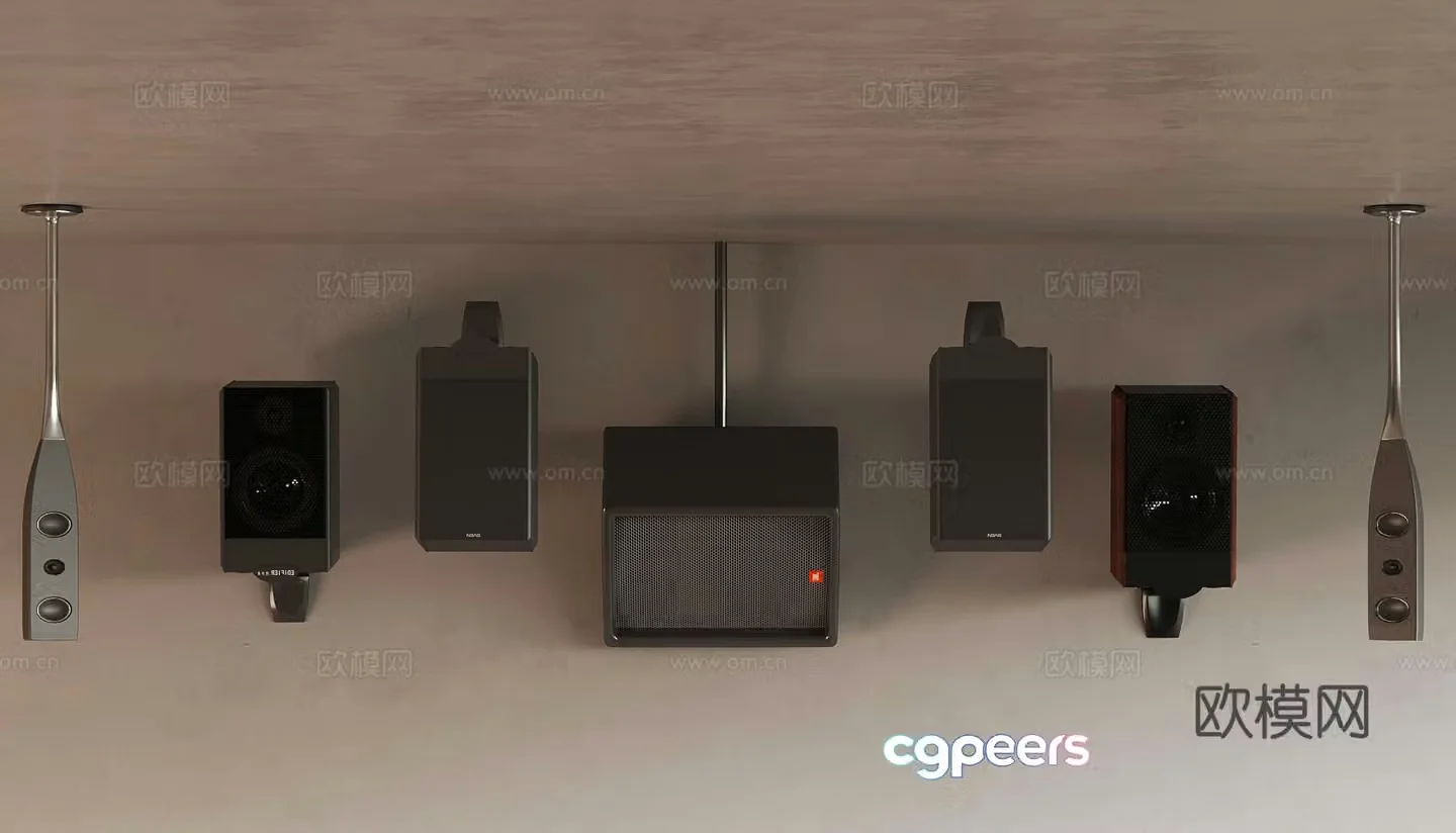 Modern hoisting audio wall mounted speaker 3d model