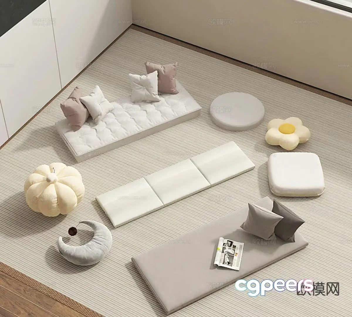 Modern sofa cushion seat cushion bay window cushion 3d model