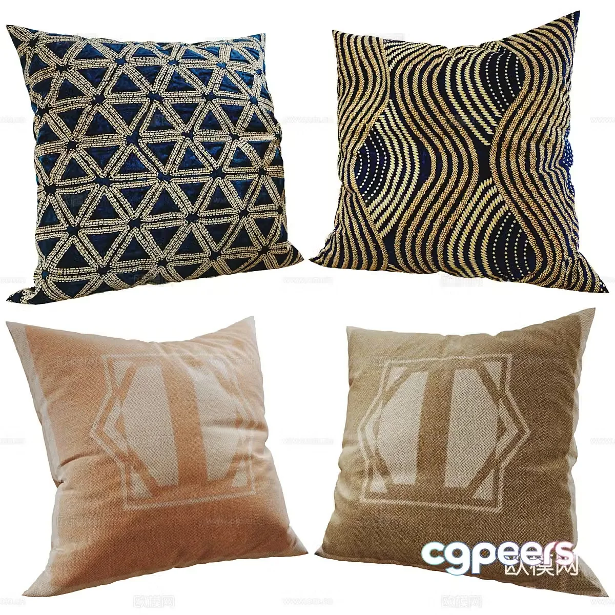 New Chinese style light luxury pillow 3D model