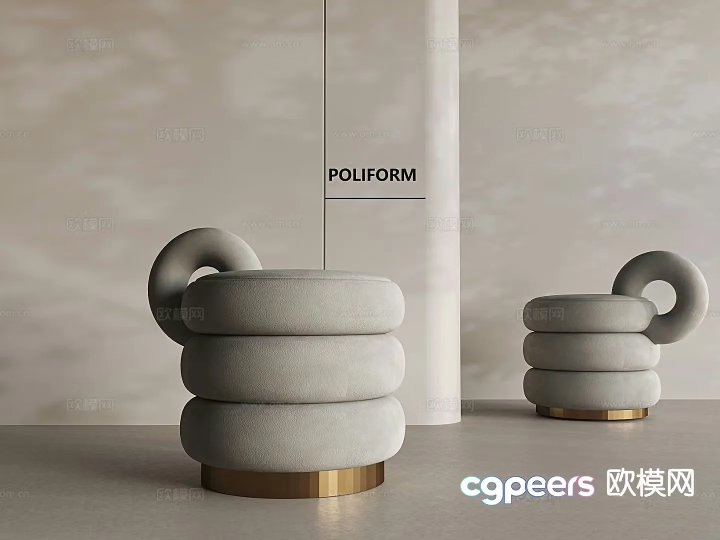 Stool sofa stool dressing stool round stool 3d model