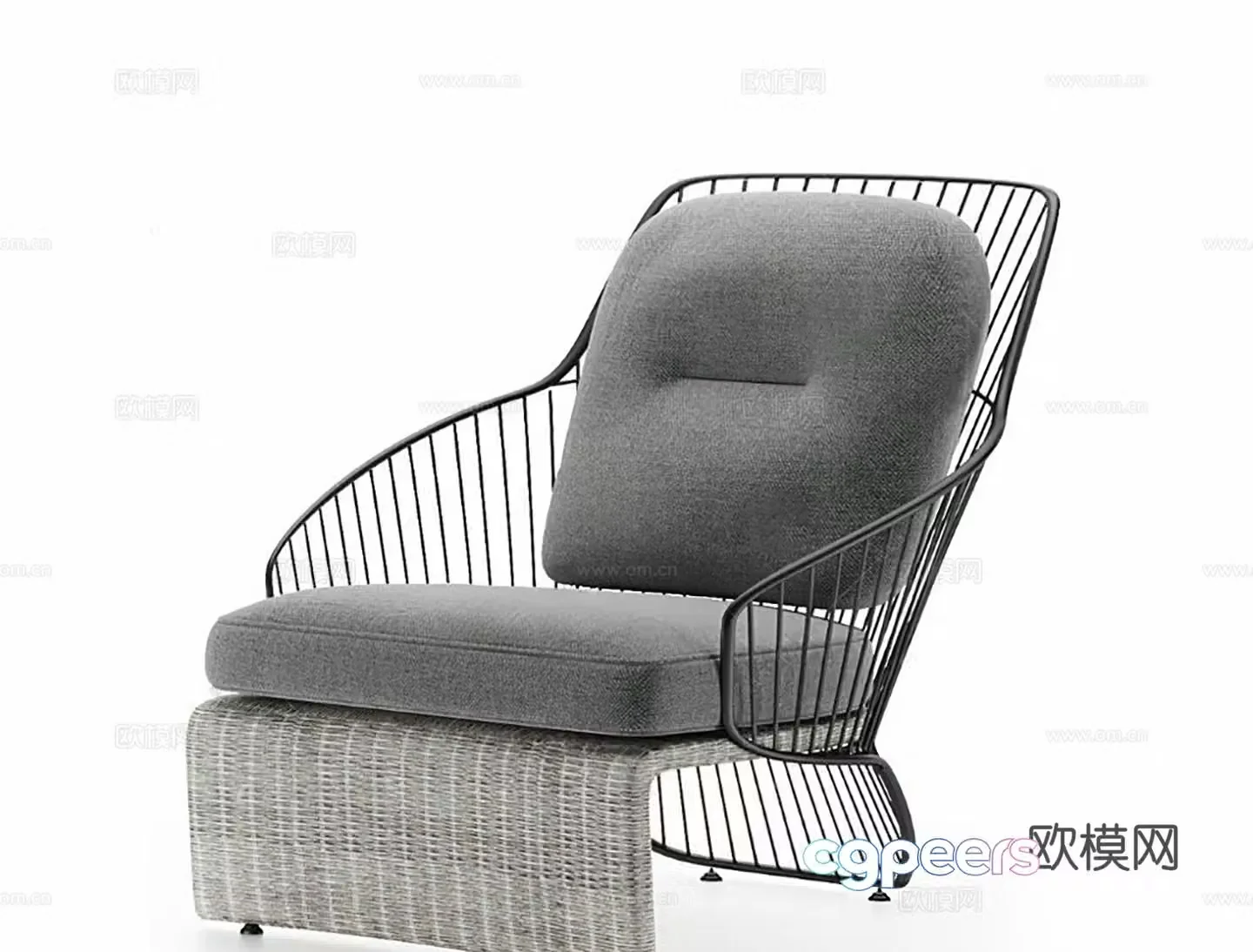 Modern single sofa outdoor home weaving 3d model