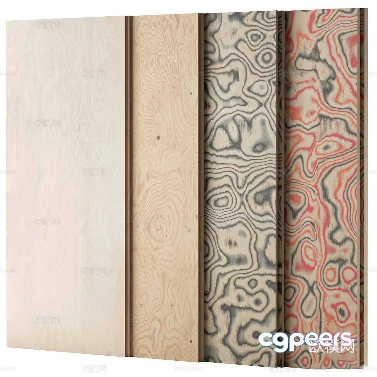 Modern Italian Wood Vintage Plywood Multi-layer Board 3D Model