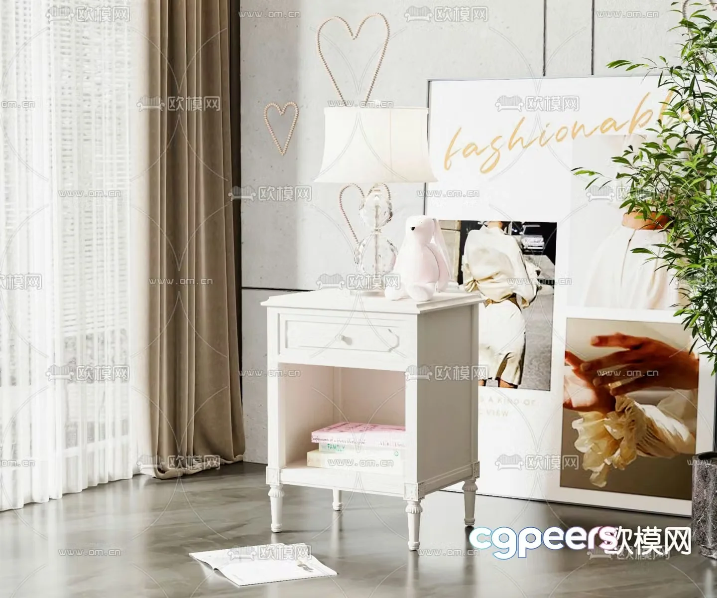 Modern children’s room bedside table 3d model