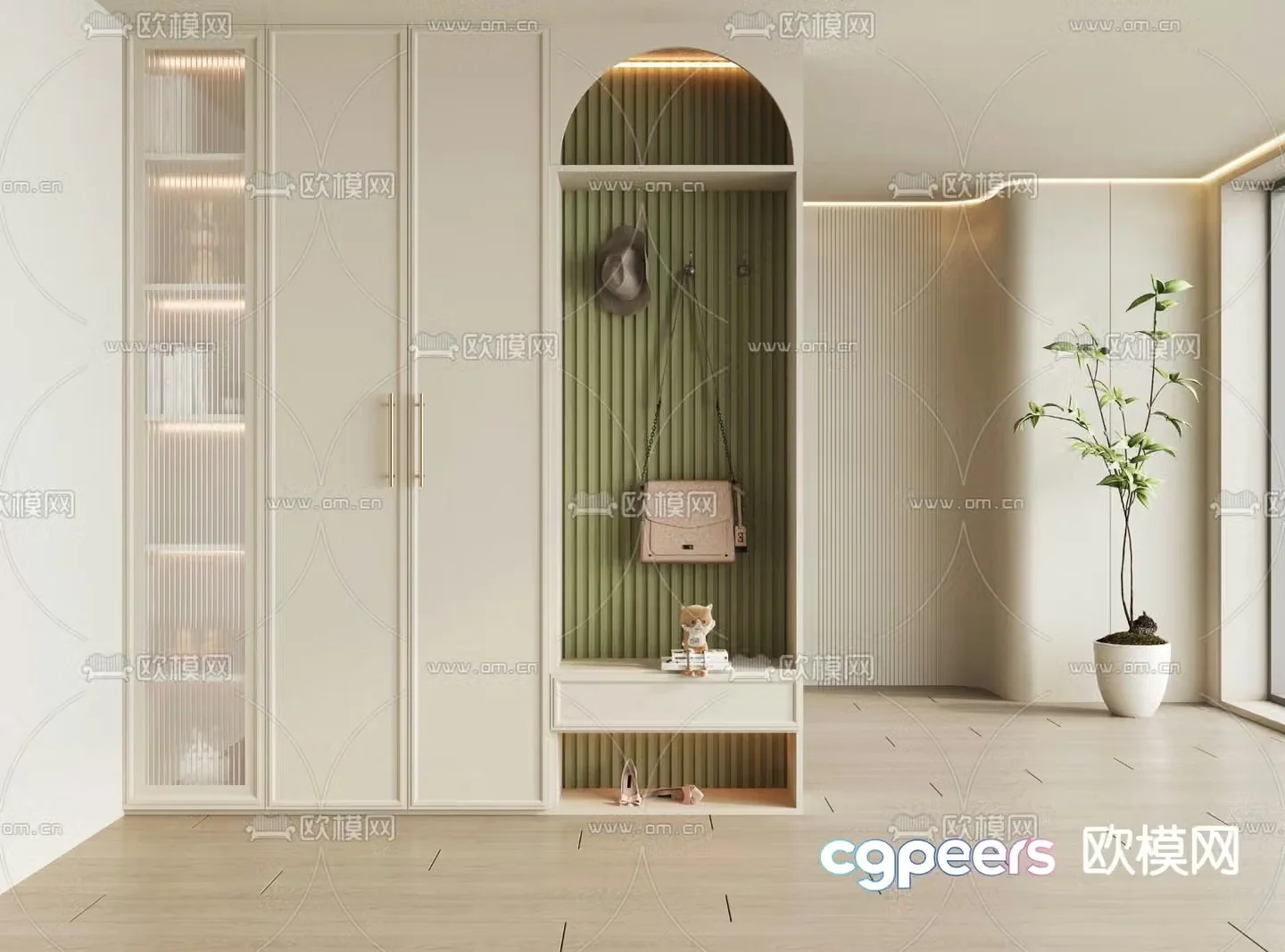Modern porch shoe cabinet 3d model