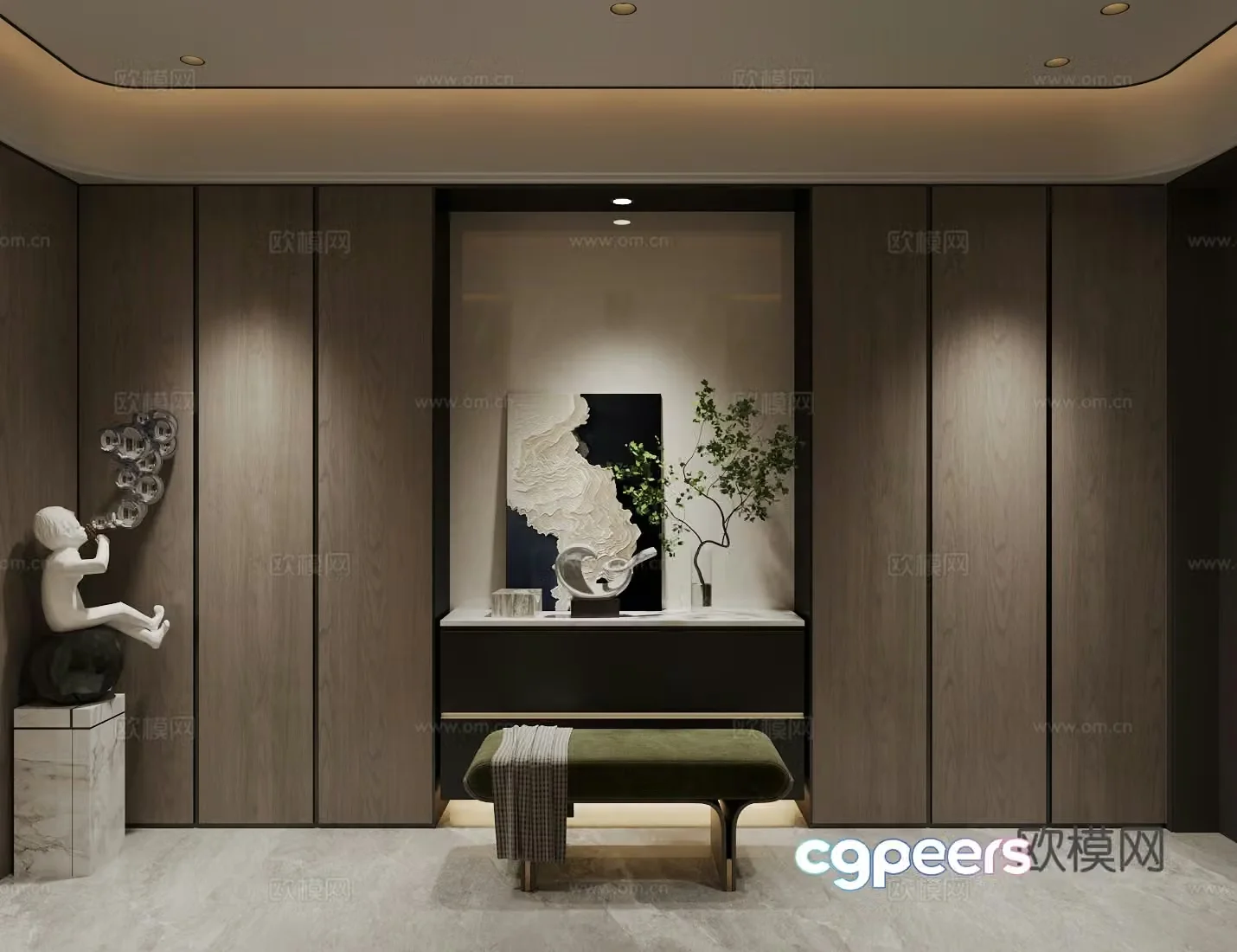 Modern Italian style entrance light luxury Italian style entrance hallway entrance entrance door entrance ornament end view 3D model
