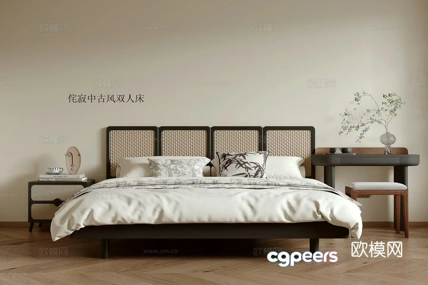 Middle-aged double bed 3D model