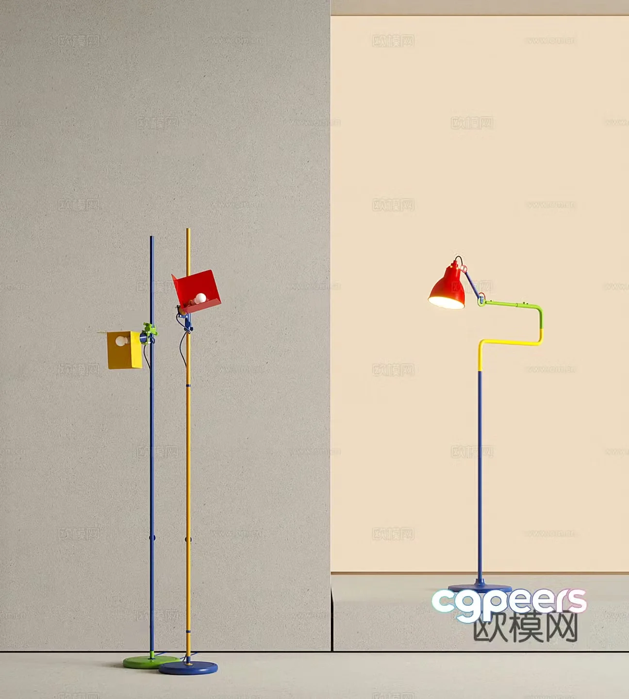 Modern dopamine floor lamp Reading lamp Memphis Bauhaus geometric floor lamp 3d model