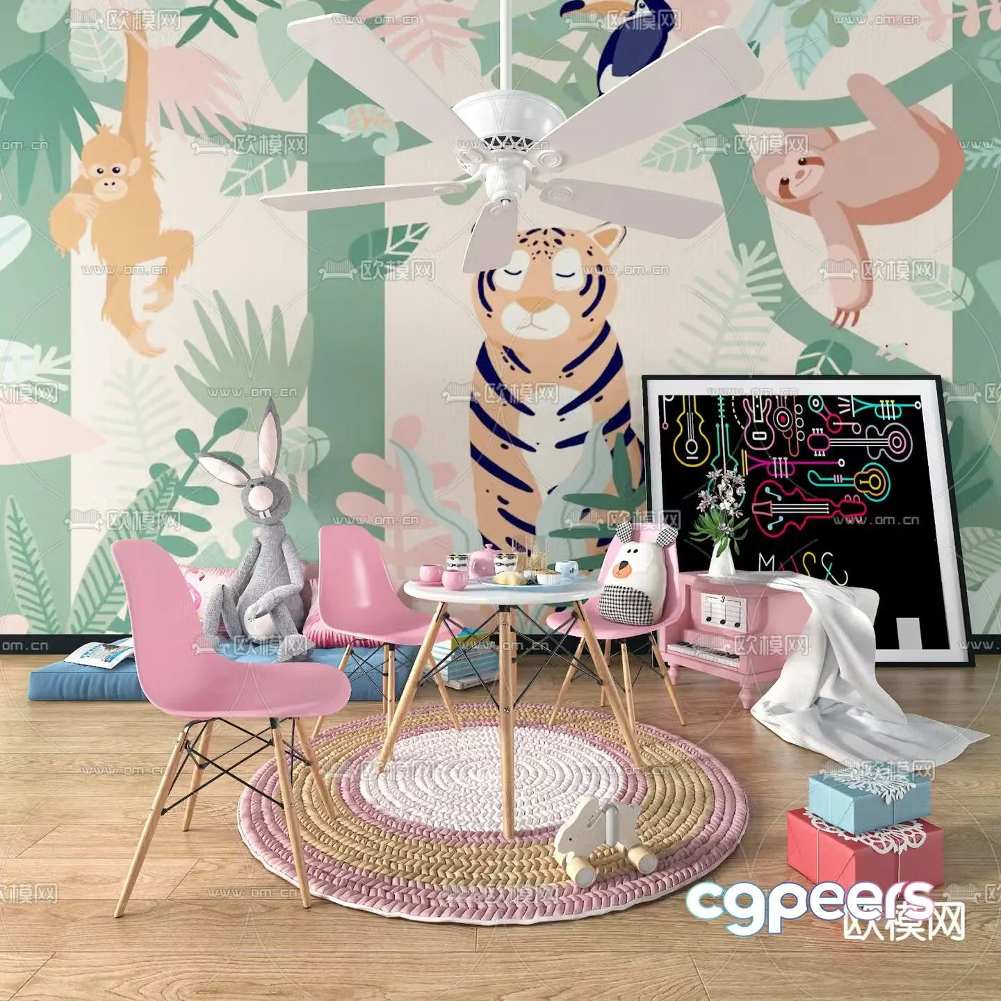Modern children’s table and chair 3d model