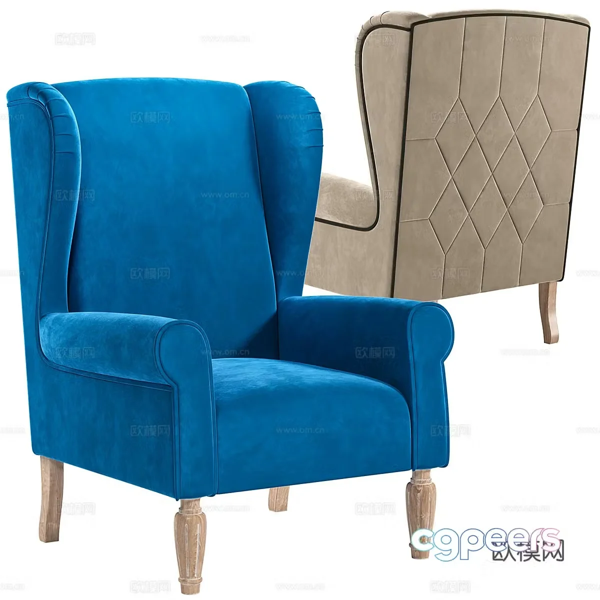 American simple fabric armchair 3d model