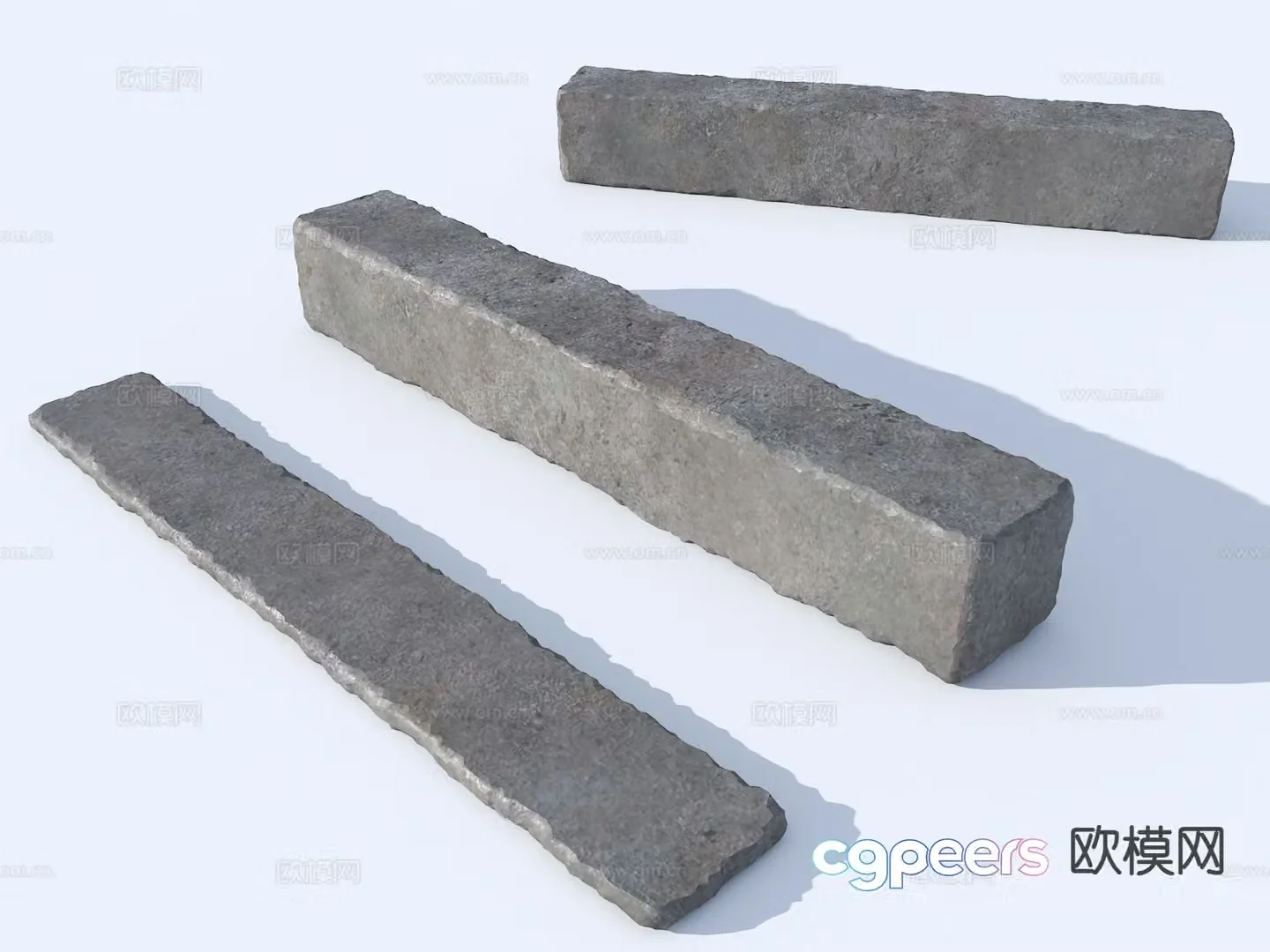 Shabby stone stool landscape stone bench Zen stone bench 3D model