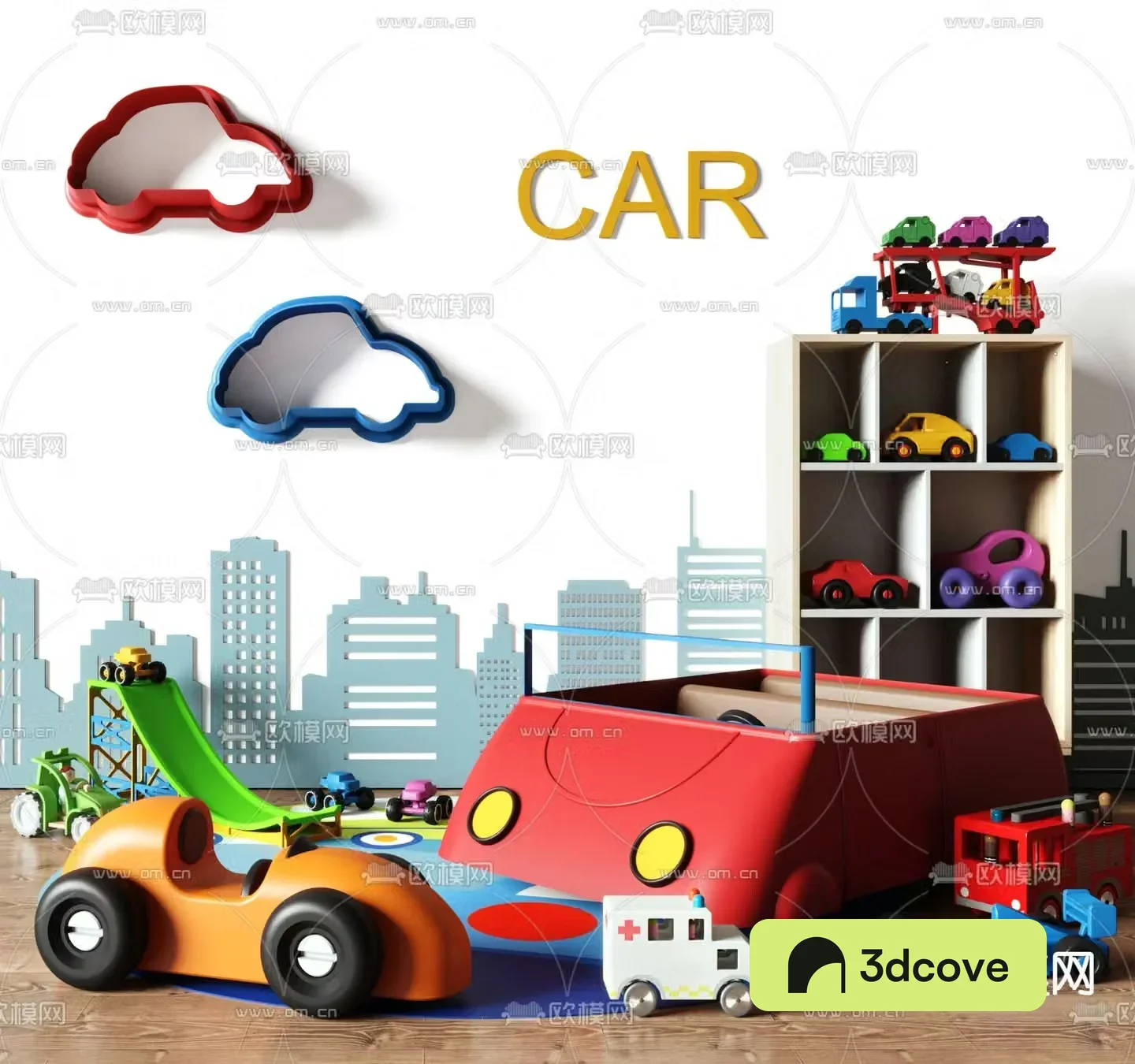 Children’s puzzle area cartoon car toy car