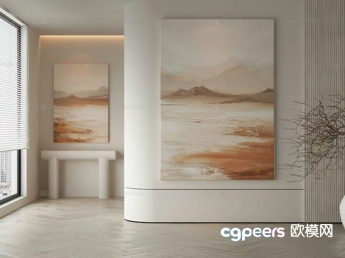 Modern decorative painting landscape oil painting 3d model