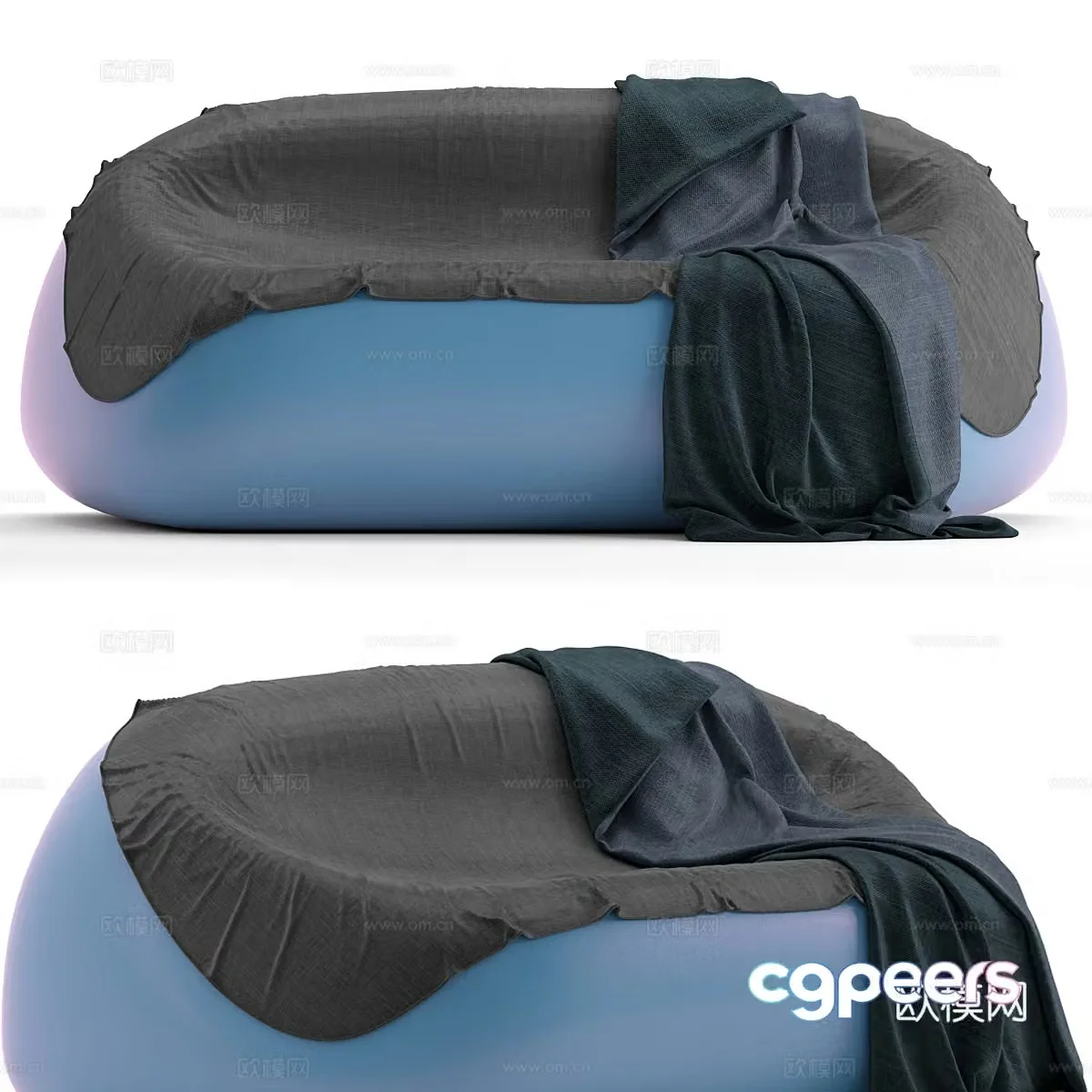 3d model of double sofa