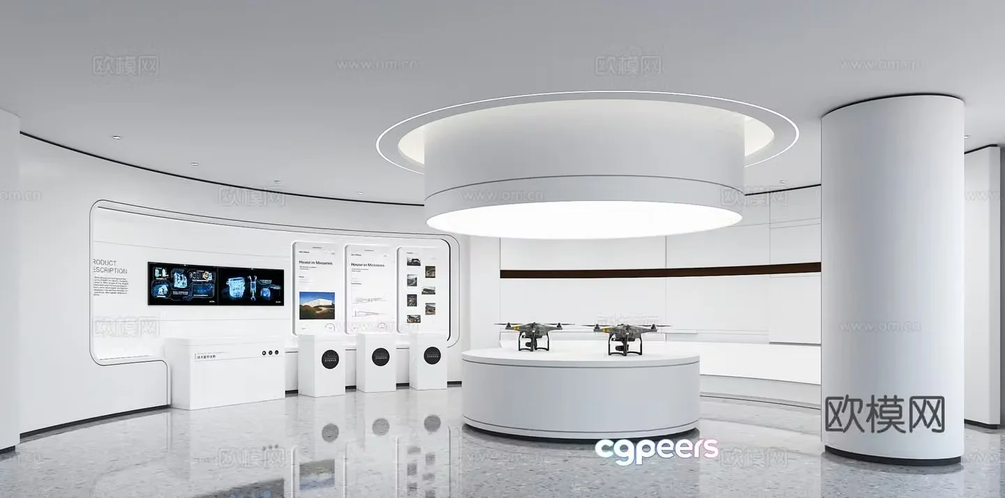 Modern technology exhibition hall 3d model
