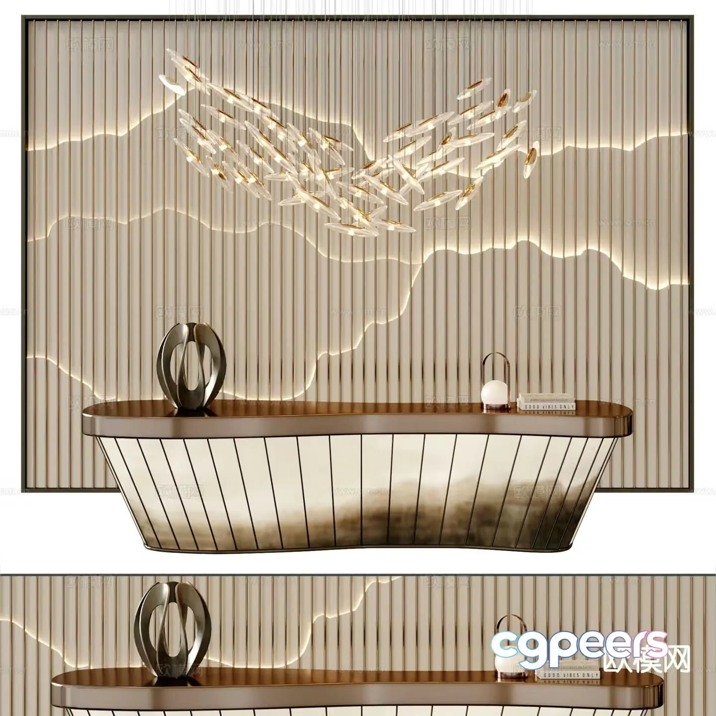 New Chinese style front desk company reception desk 3d model