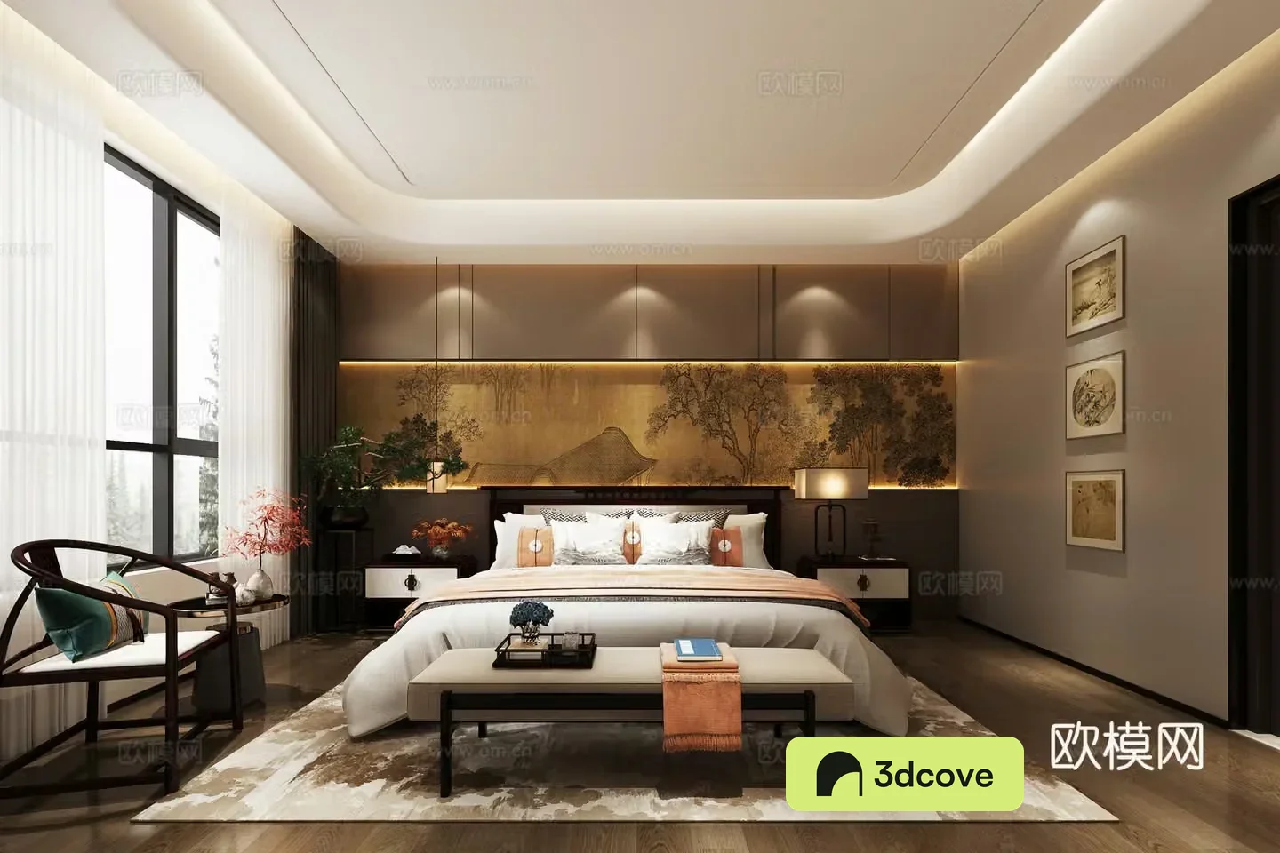 New Chinese style bedroom bathroom cloakroom