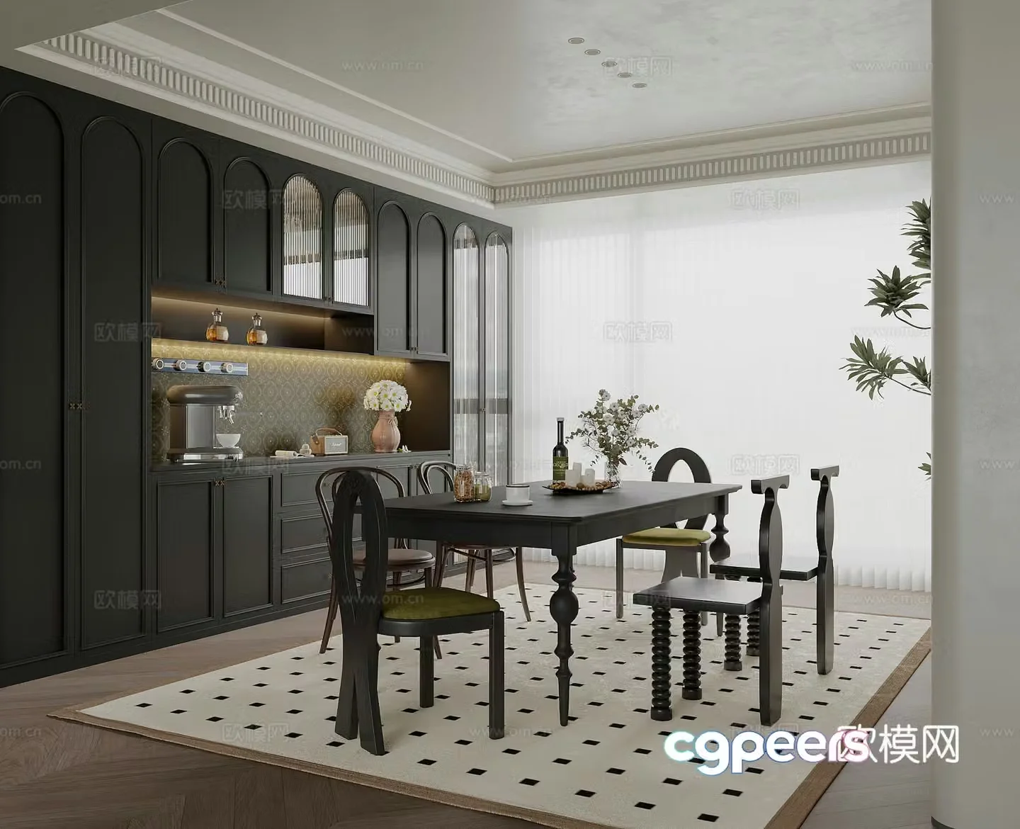 French restaurant French dining table and chairs Restaurant Villa restaurant 3d model