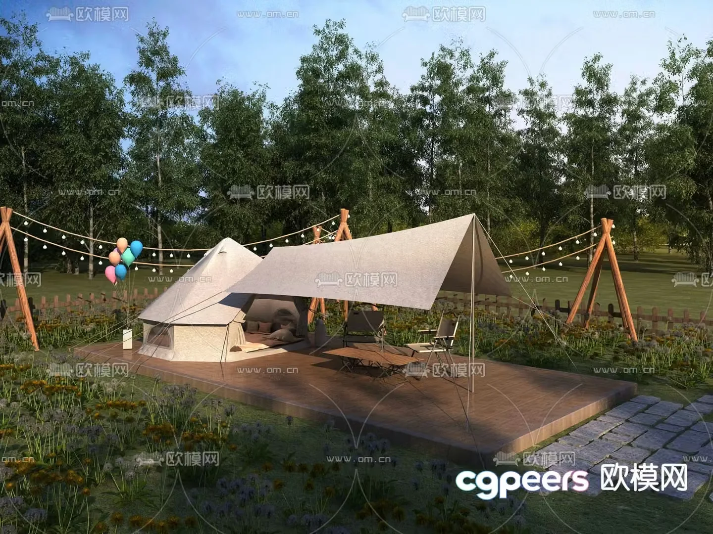 camping campground 3d model