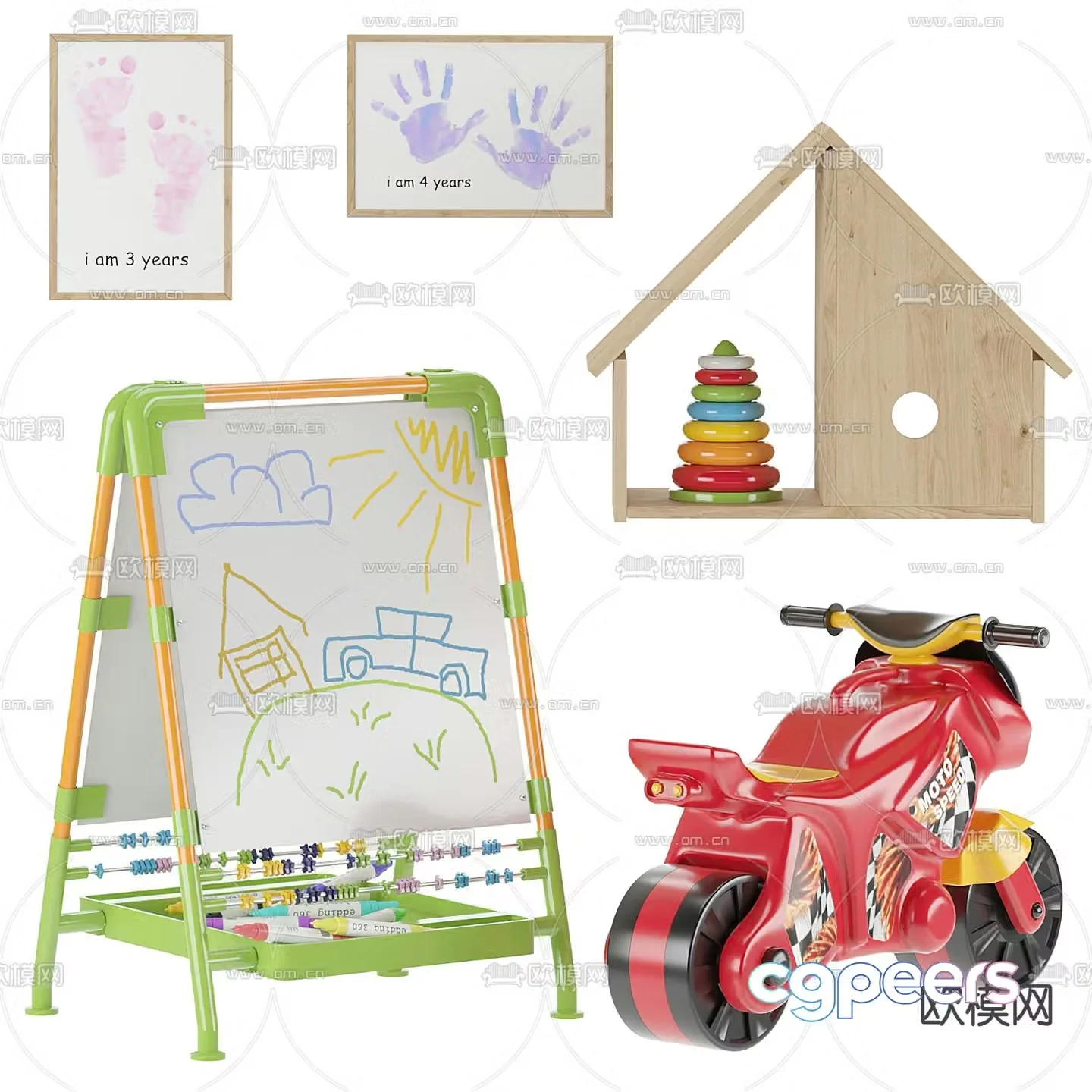 Children’s drawing board toy car 3d model