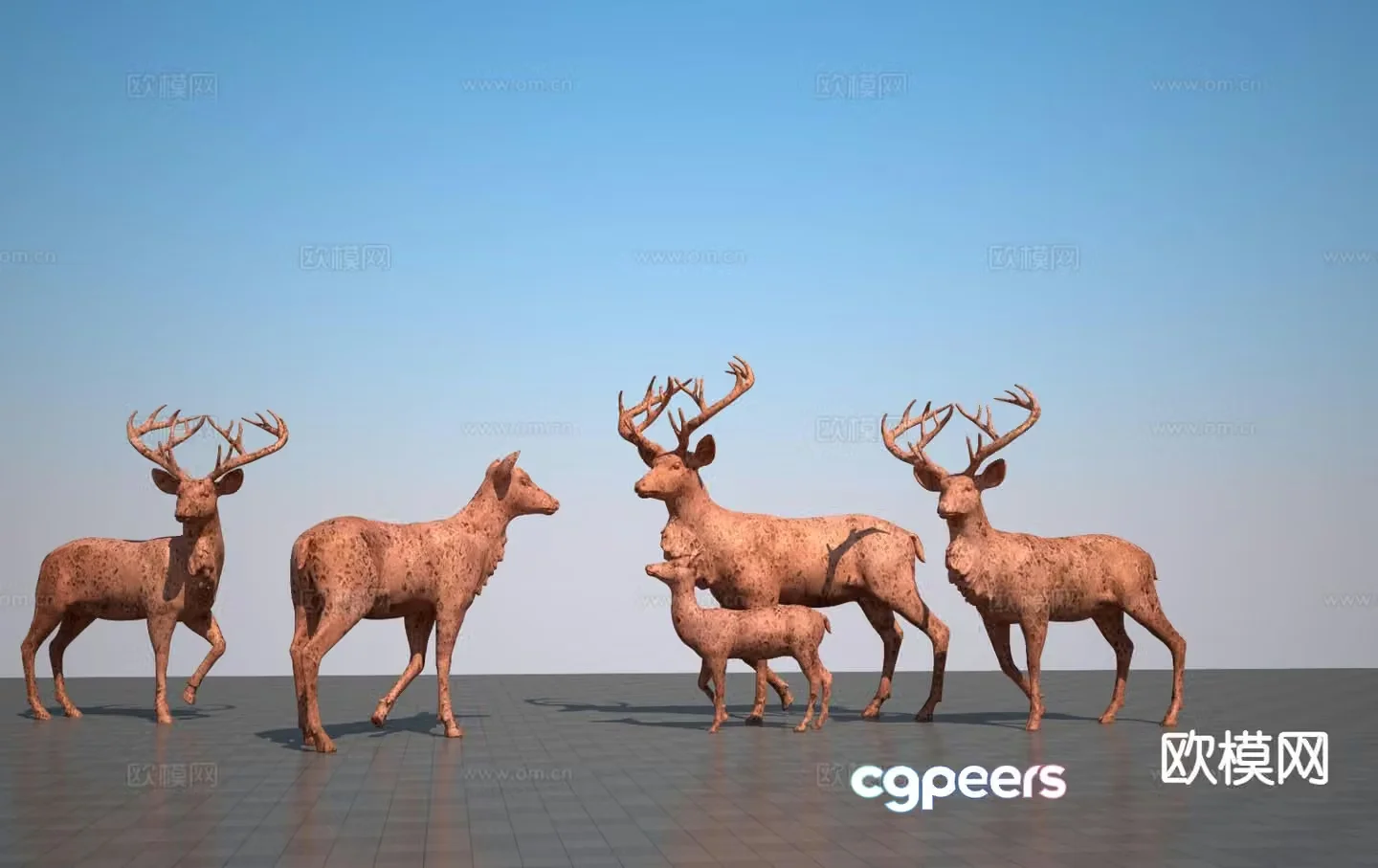 Red deer deer sculpture 3d model