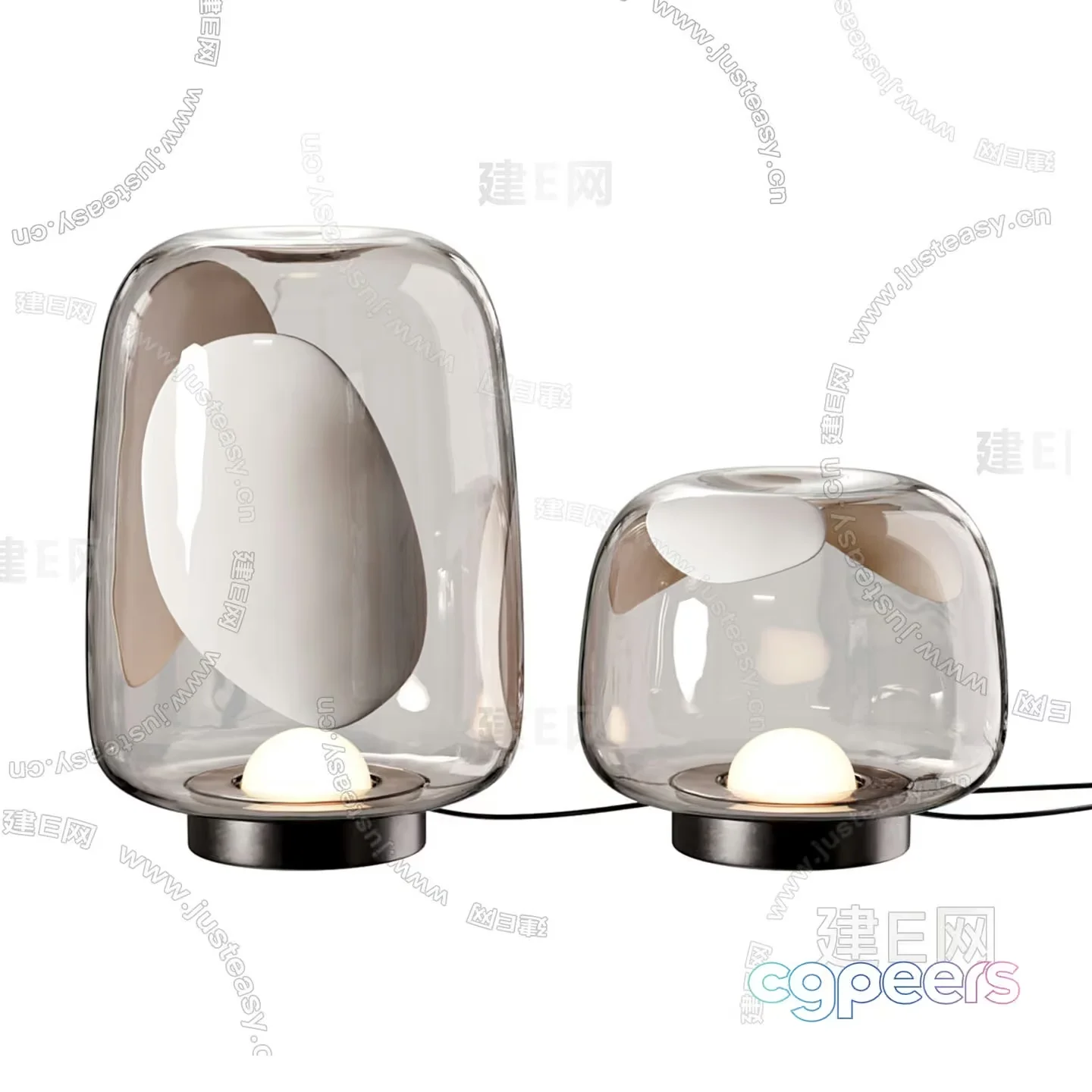 A Pair Of Glass Lamps 3D Model – 17264 – CORONA Render