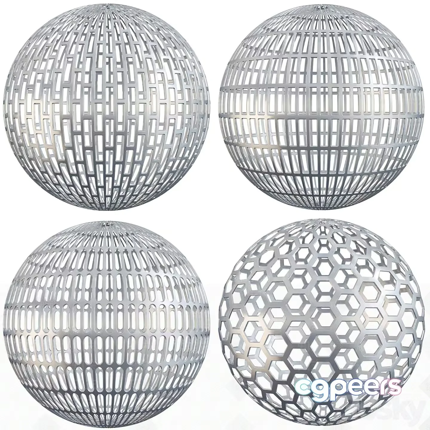 Metallic Geometric Sphere 3D Model – 4330 – VRAY Render
