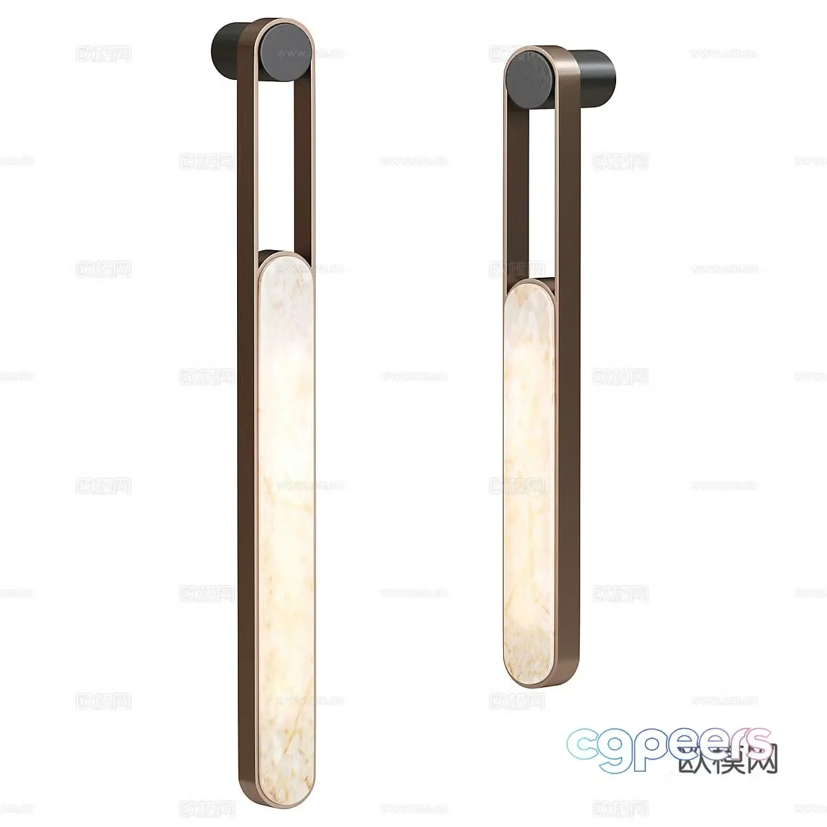New Chinese style light luxury minimalist metal wall lamp 3D model