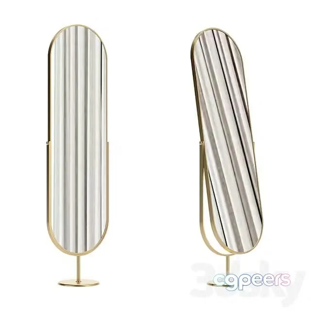3ds Max Free – Mirror in a golden frame floor swivel oval