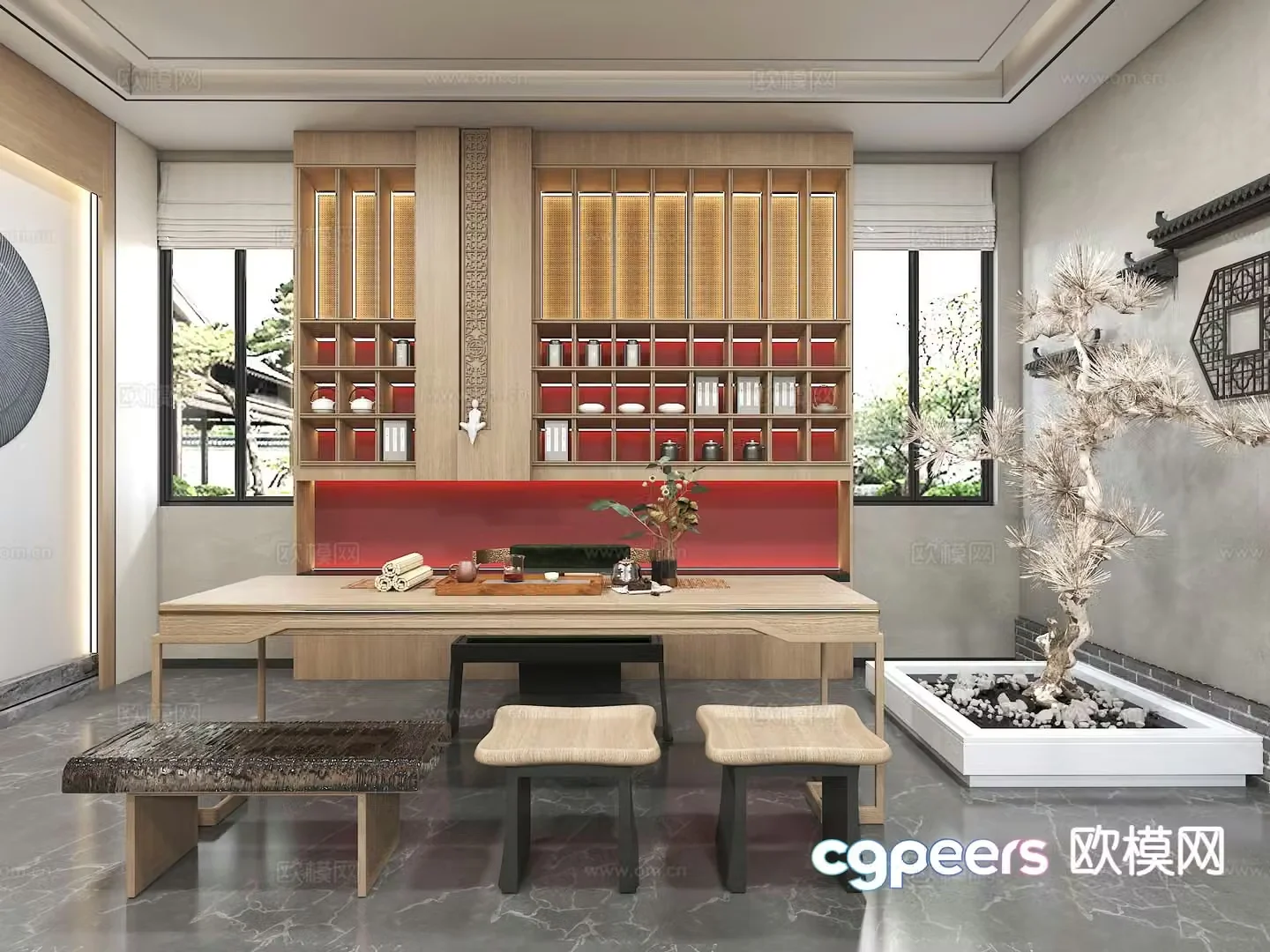 New Chinese Tea Room Study 3D model