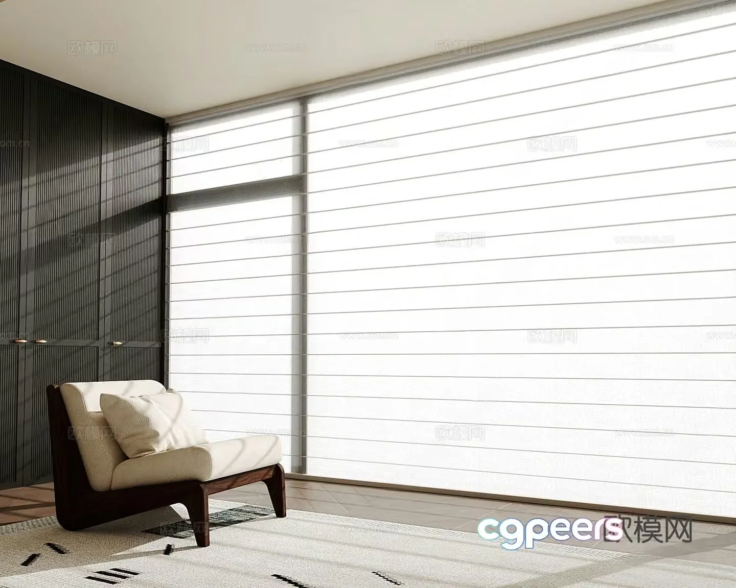 Modern curtains Shangri-La curtains Venetian blinds 3d model