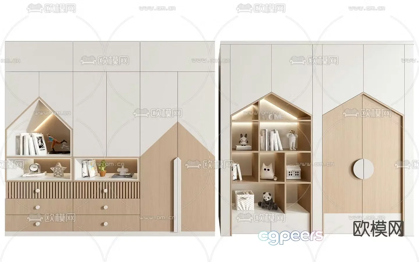 Children’s bookcase storage cabinet 3d model