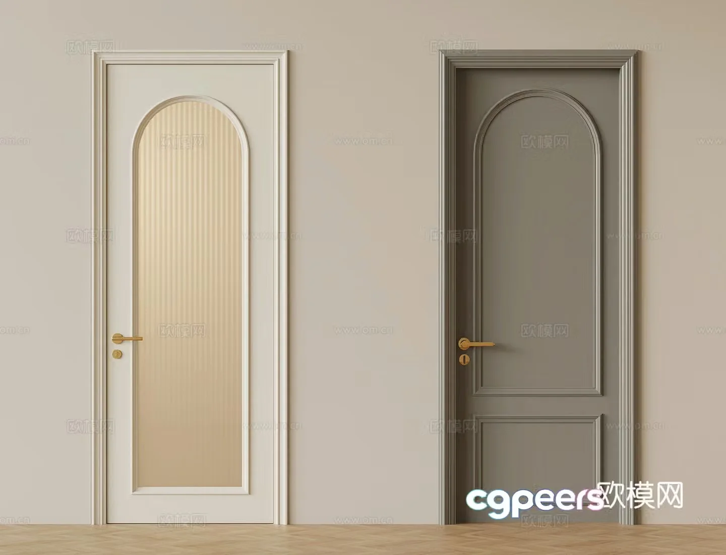French cream single door 3D model