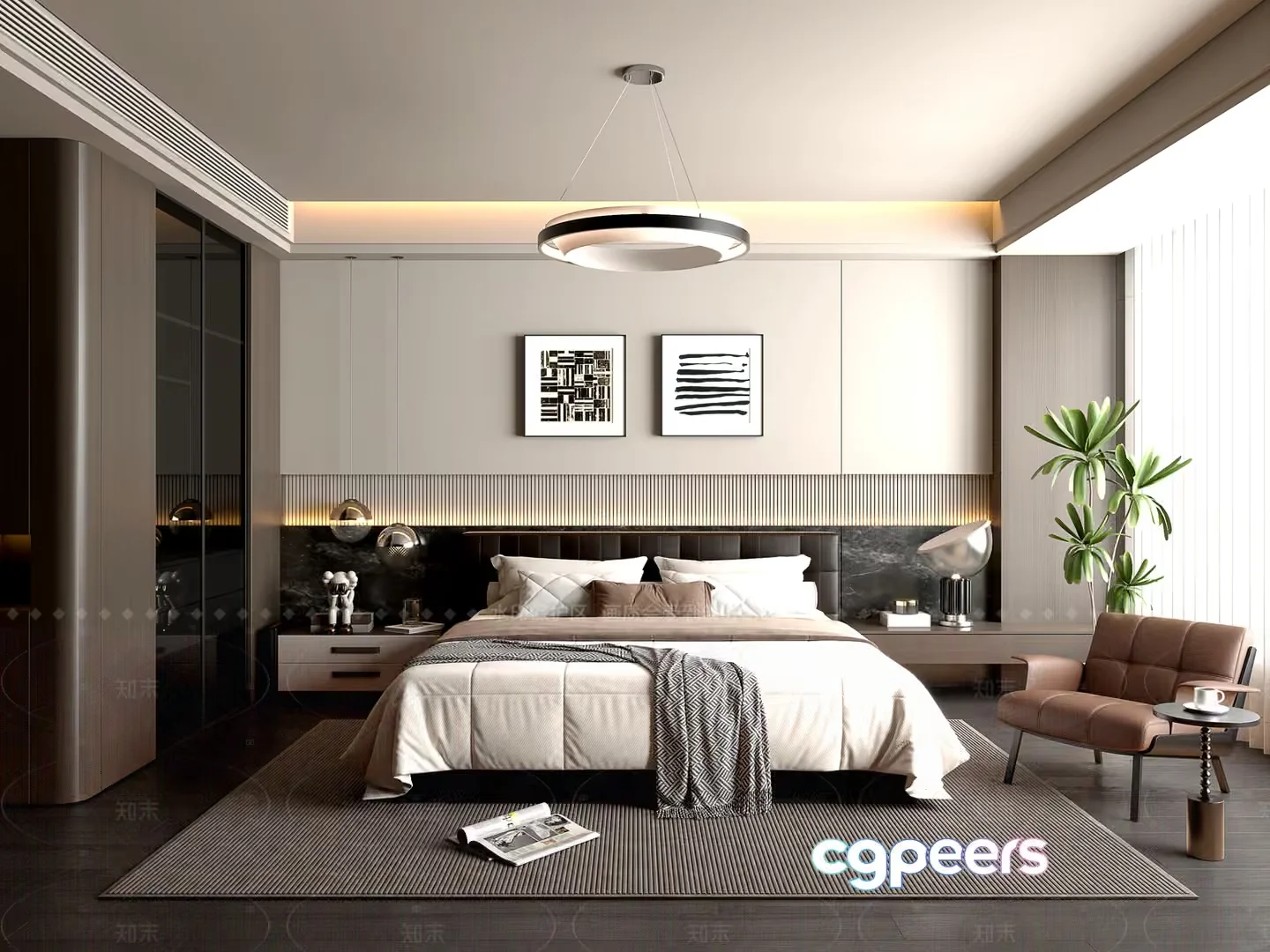 Modern Master Bedroom 3D Model – 764 – VRAY Render