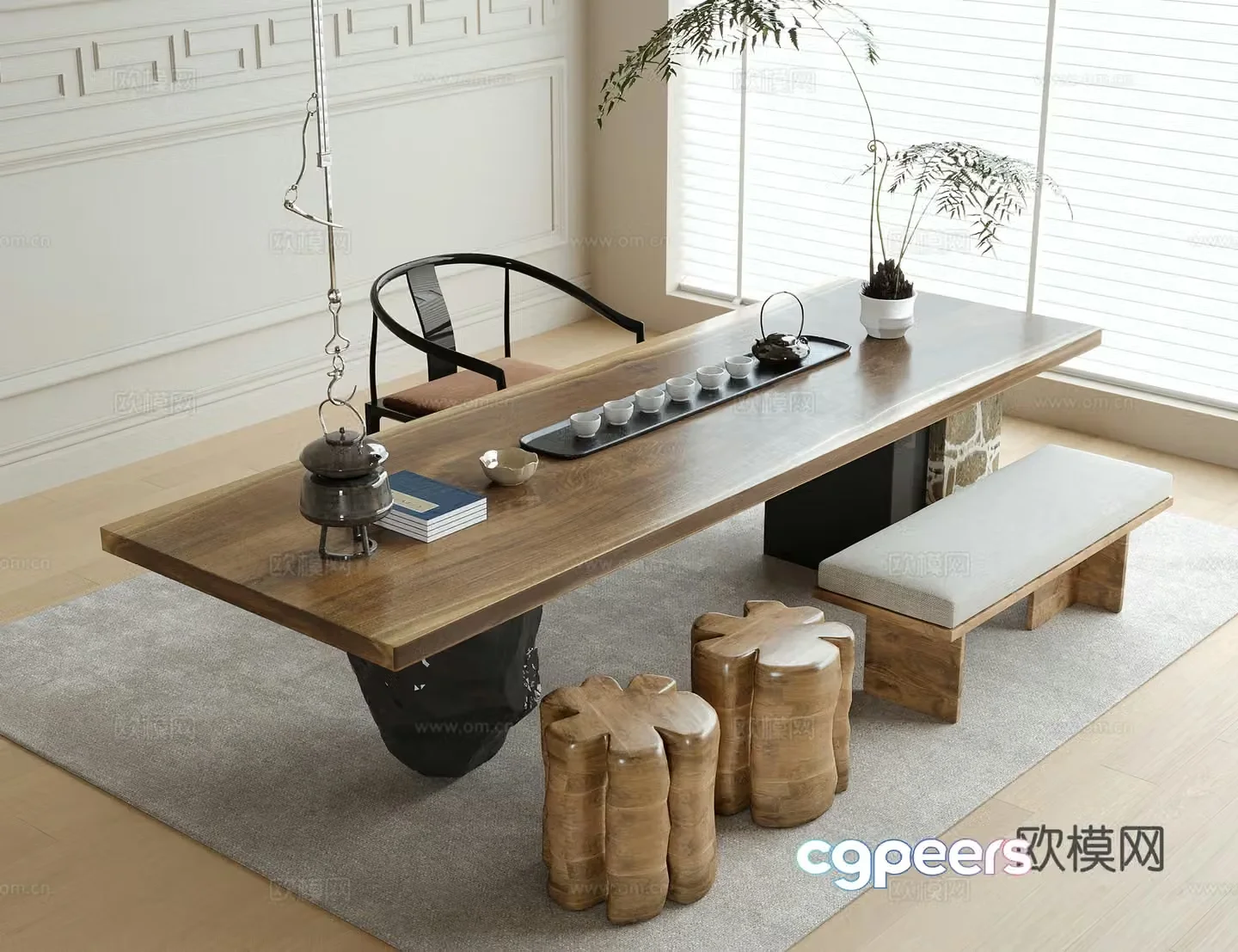 New Chinese style tea table tea table 3d model