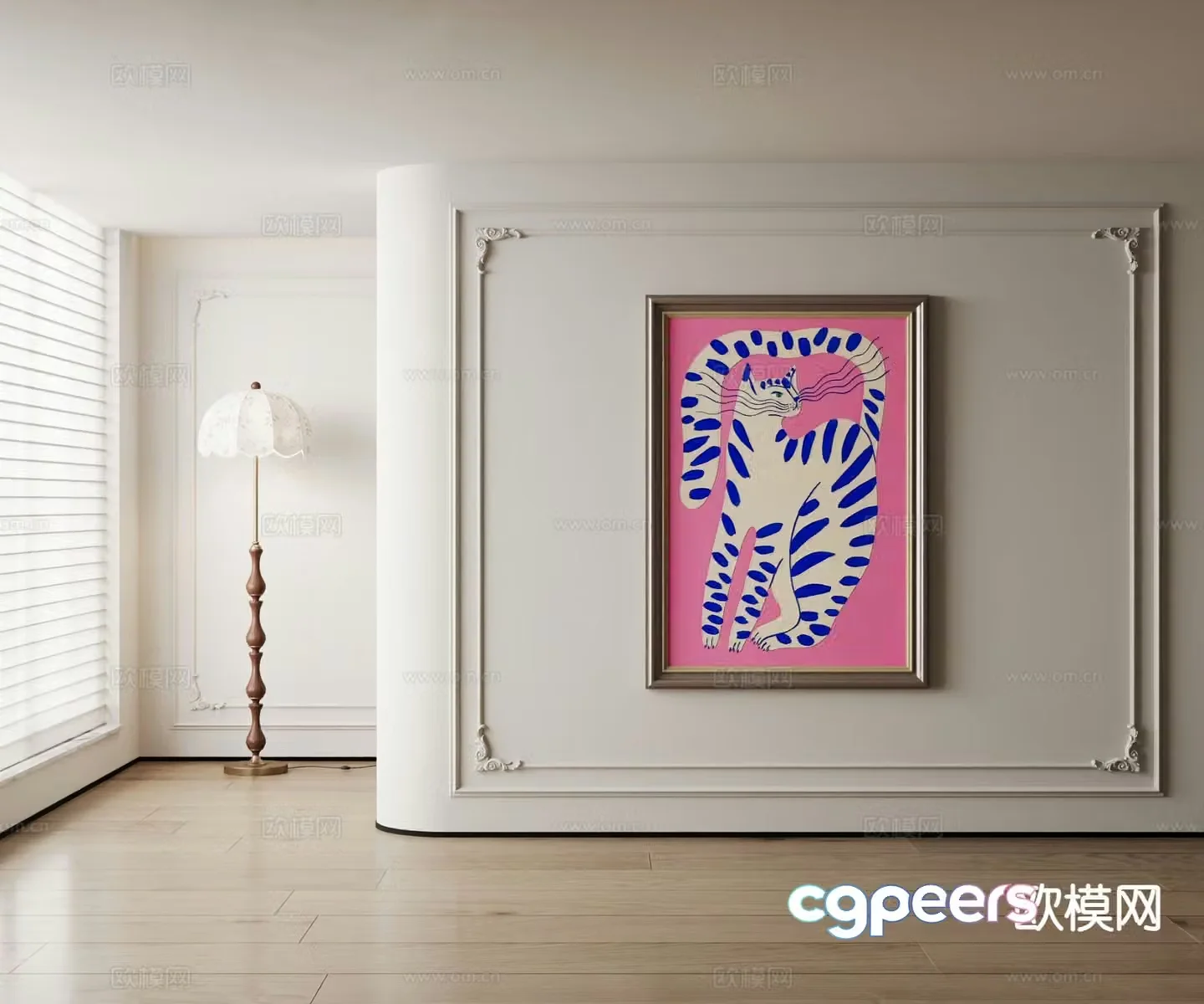 American decorative painting cartoon animal painting 3d model