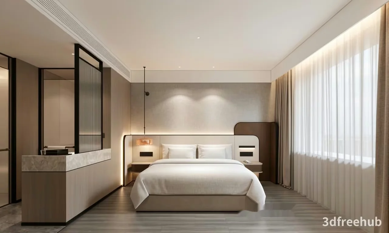 Modern Hotel Room 3D Model – 23522 – VRAY Render