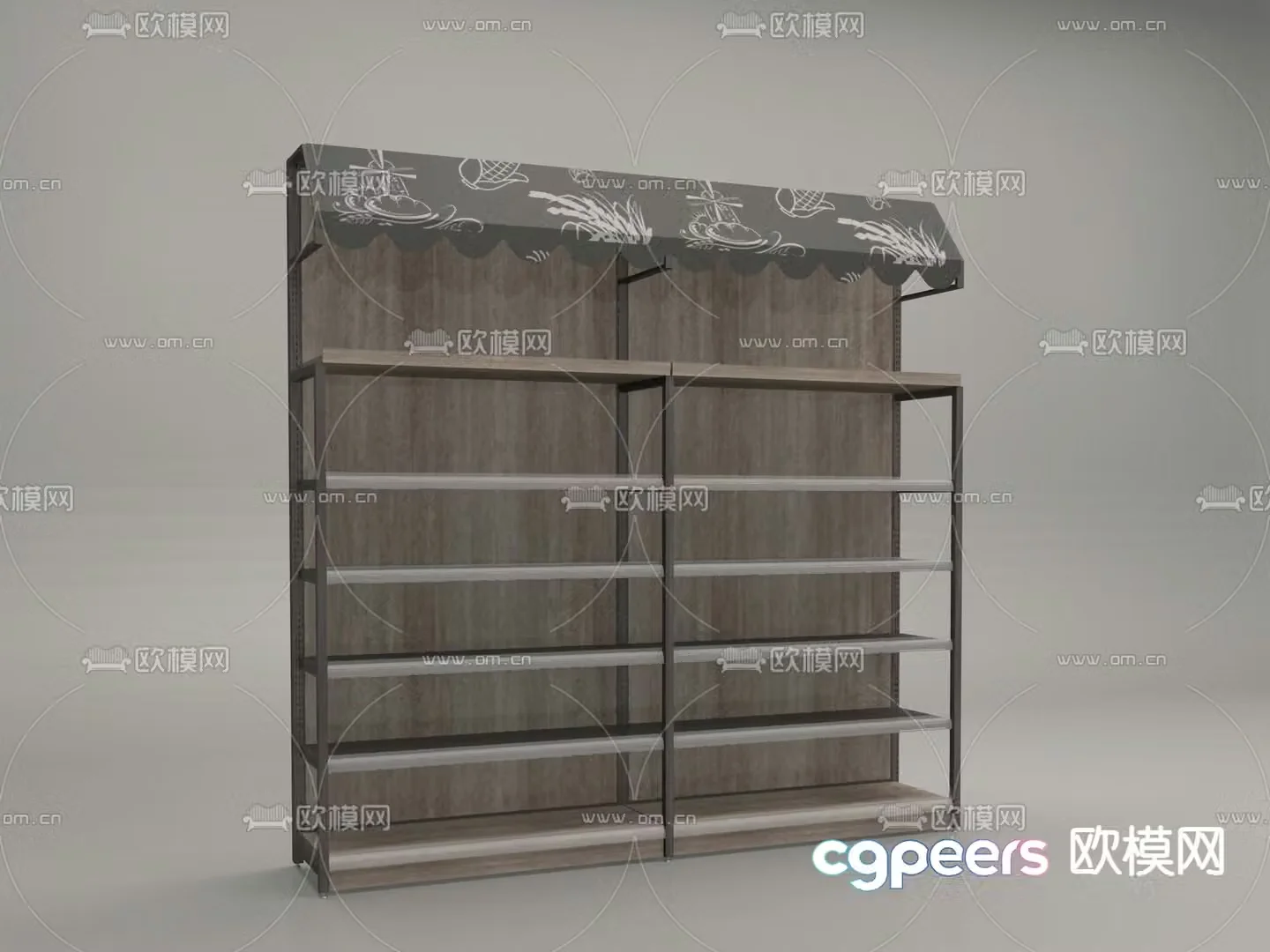 Shelf display cabinet supermarket shelves solid wood shelves 3D model