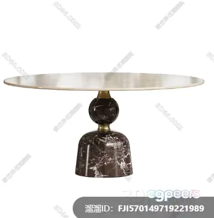 Modern Table With Marble Base 3D Model – 285 – VRAY Render