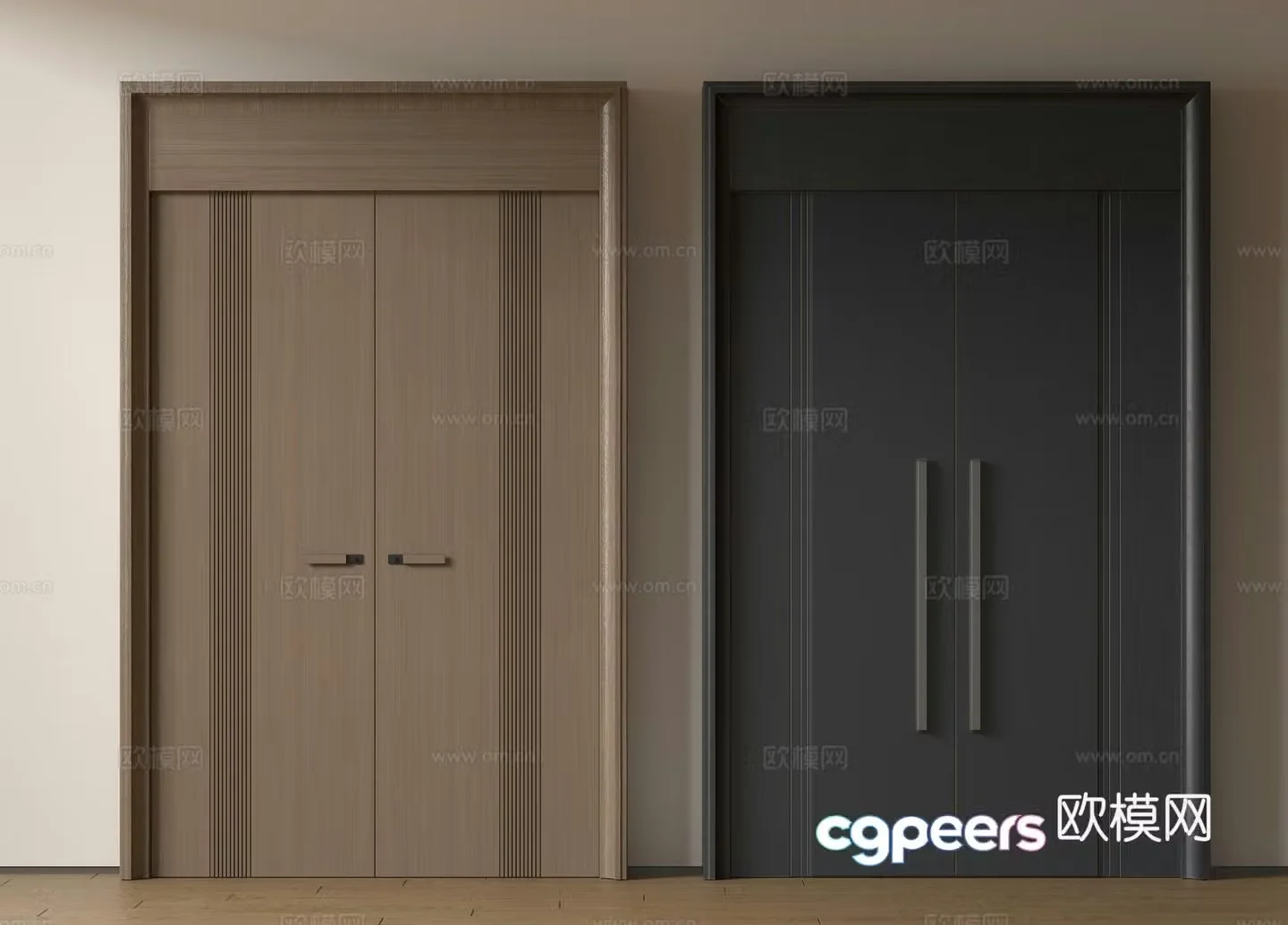 Modern double-opening door swing door entrance door security door top double-opening door main door mother and child door 3D model