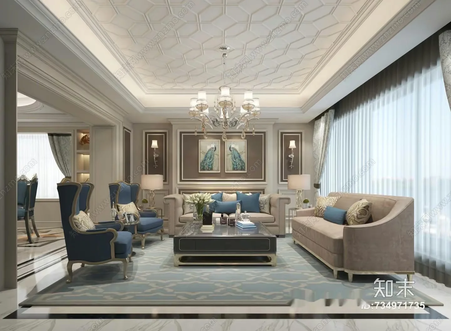 A Modern Living Room 3D Model – 16113 – VRAY Render