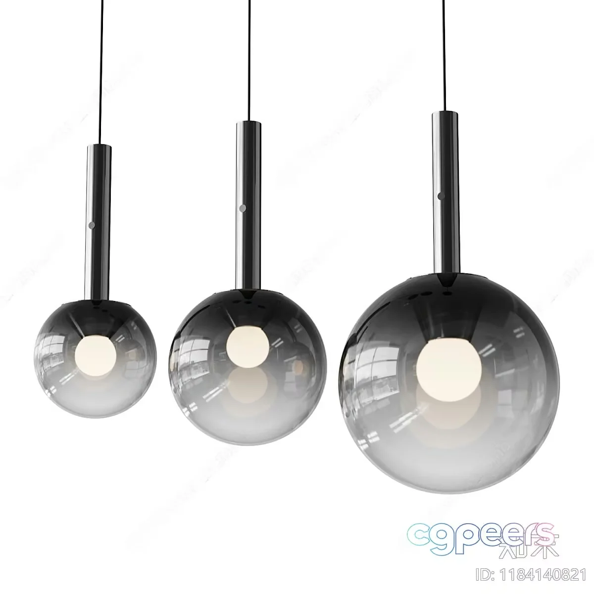 Three Hanging Glass Light Fixtures 3D Model – 23652 – CORONA Render