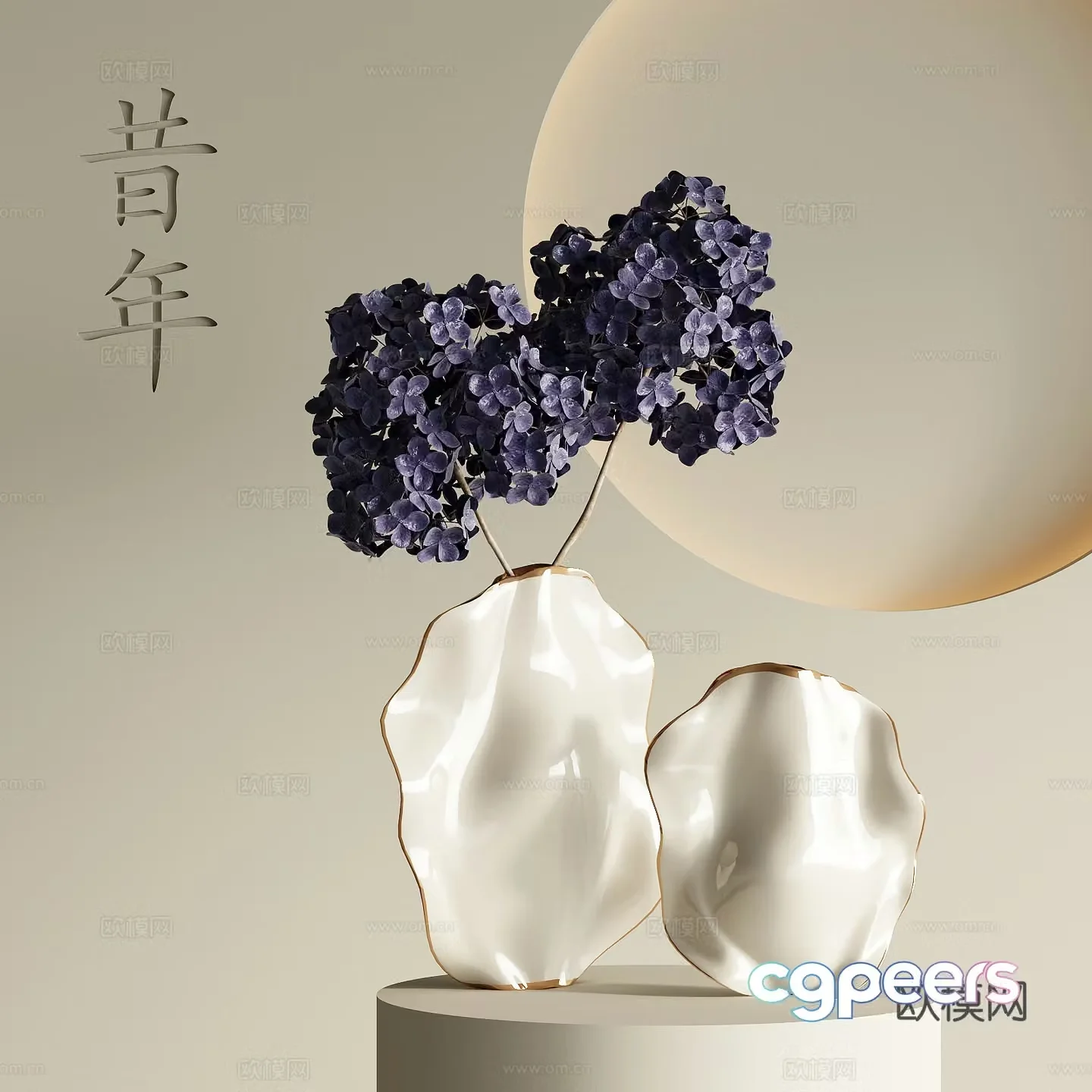 Wasabi vase flower art 3d model