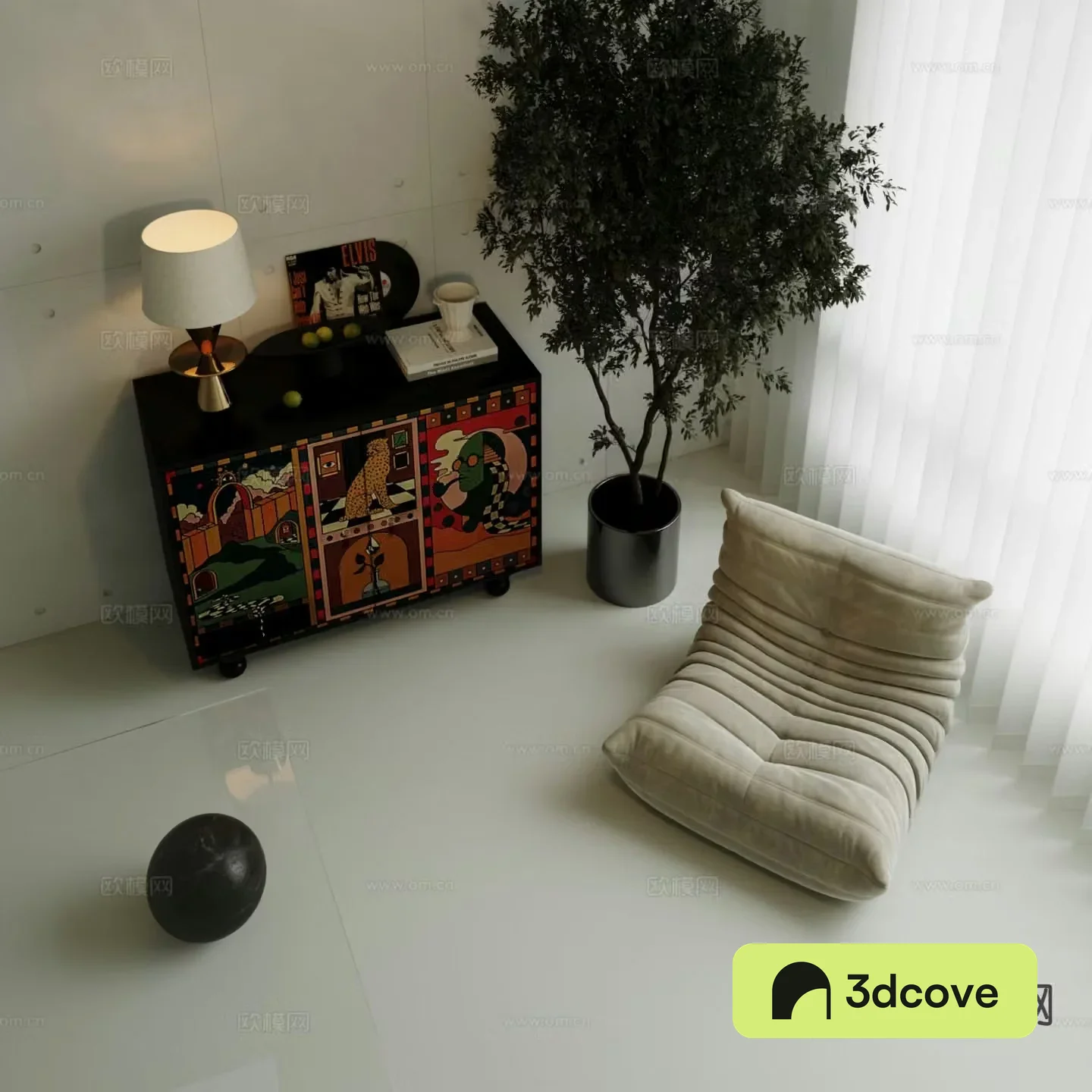 Modern wooden chest d model