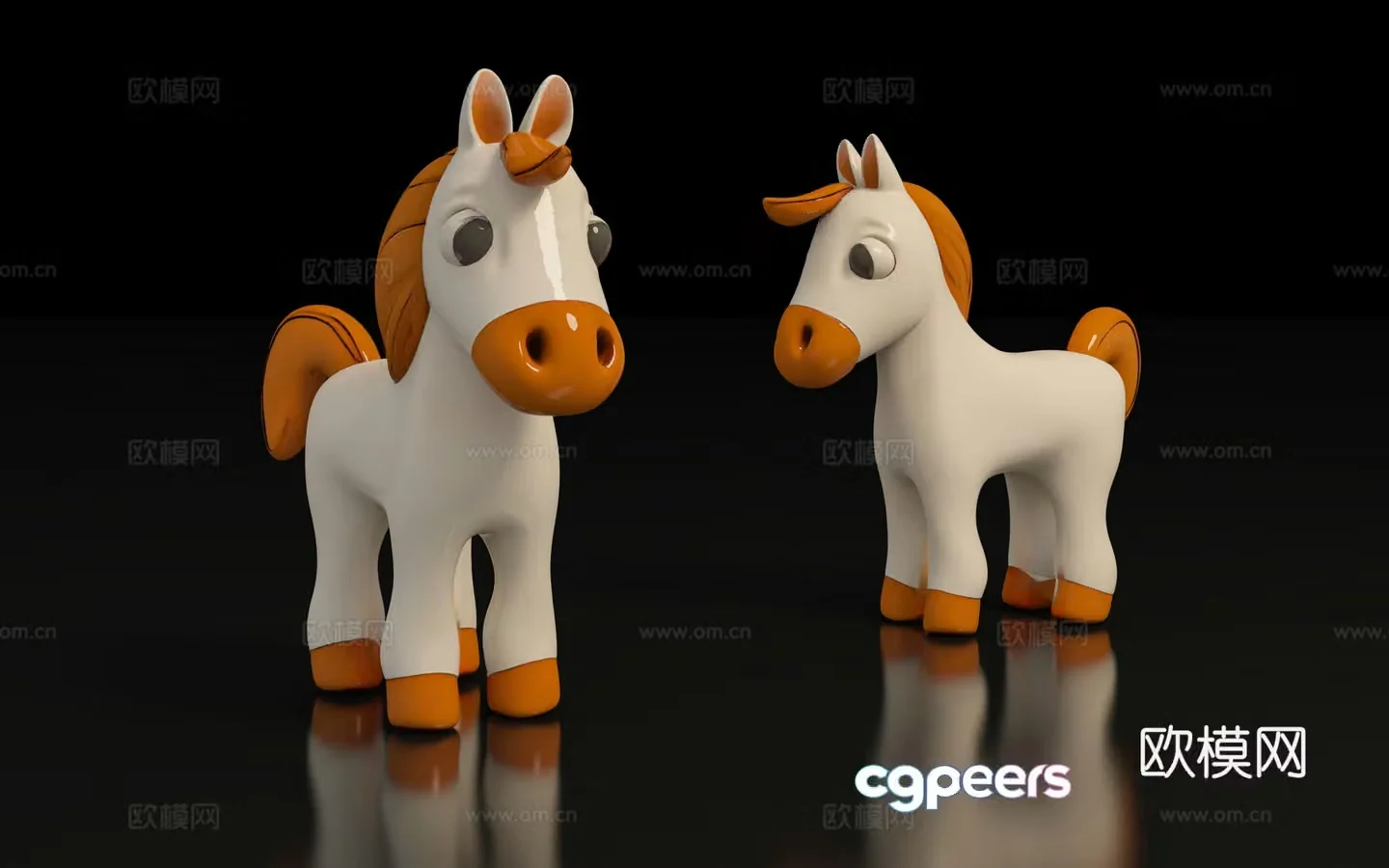 Horse cartoon horse toy sculpture fiberglass props scene atmosphere beautiful 3d model