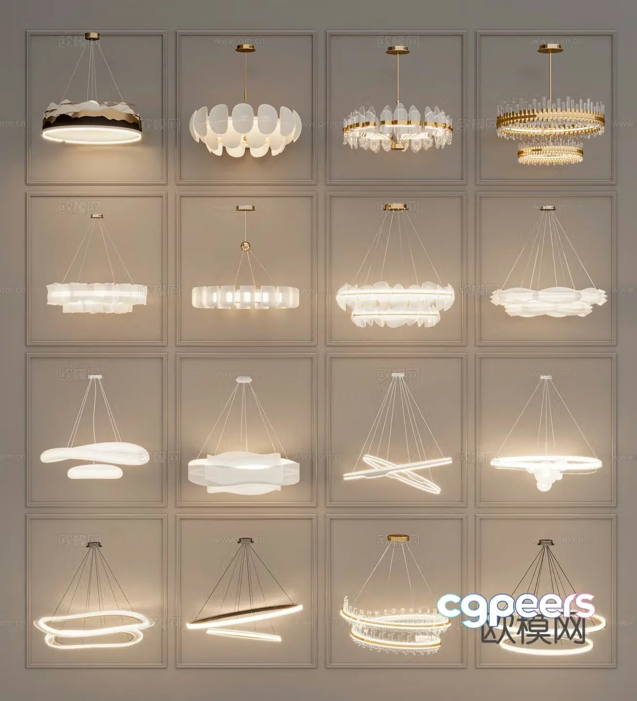 modern chandelier art chandelier ring chandelier 3d model