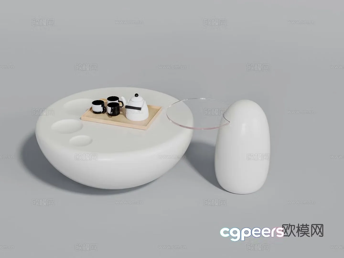 Cream style coffee table 3d model