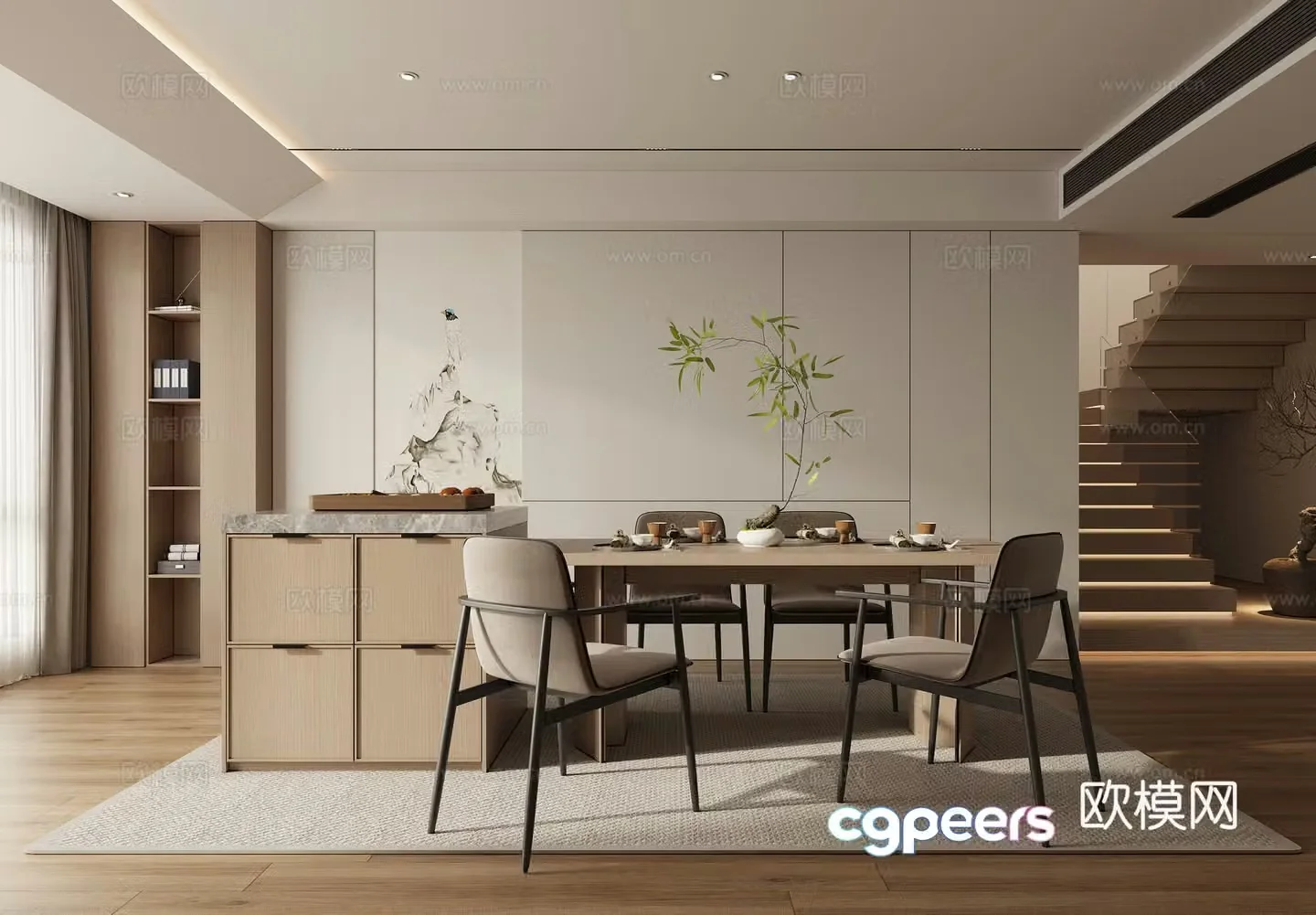 New Chinese style Chinese island restaurant 3D model